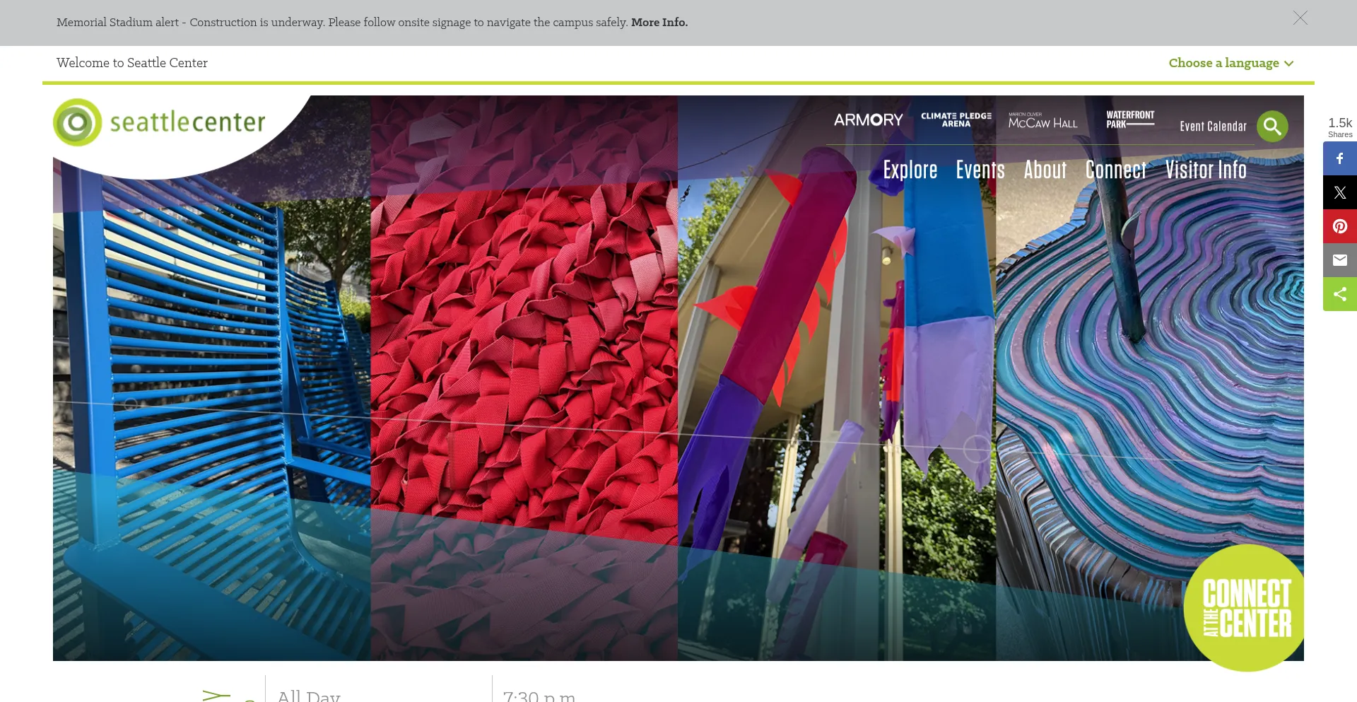 Website screenshot of Seattlecenter.com