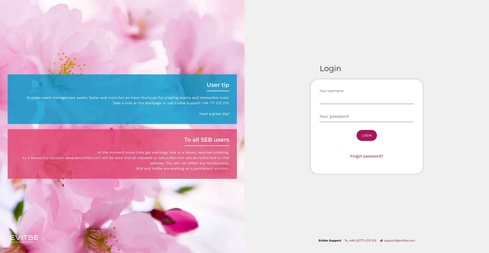 Website screenshot of Seb.evitbe.com