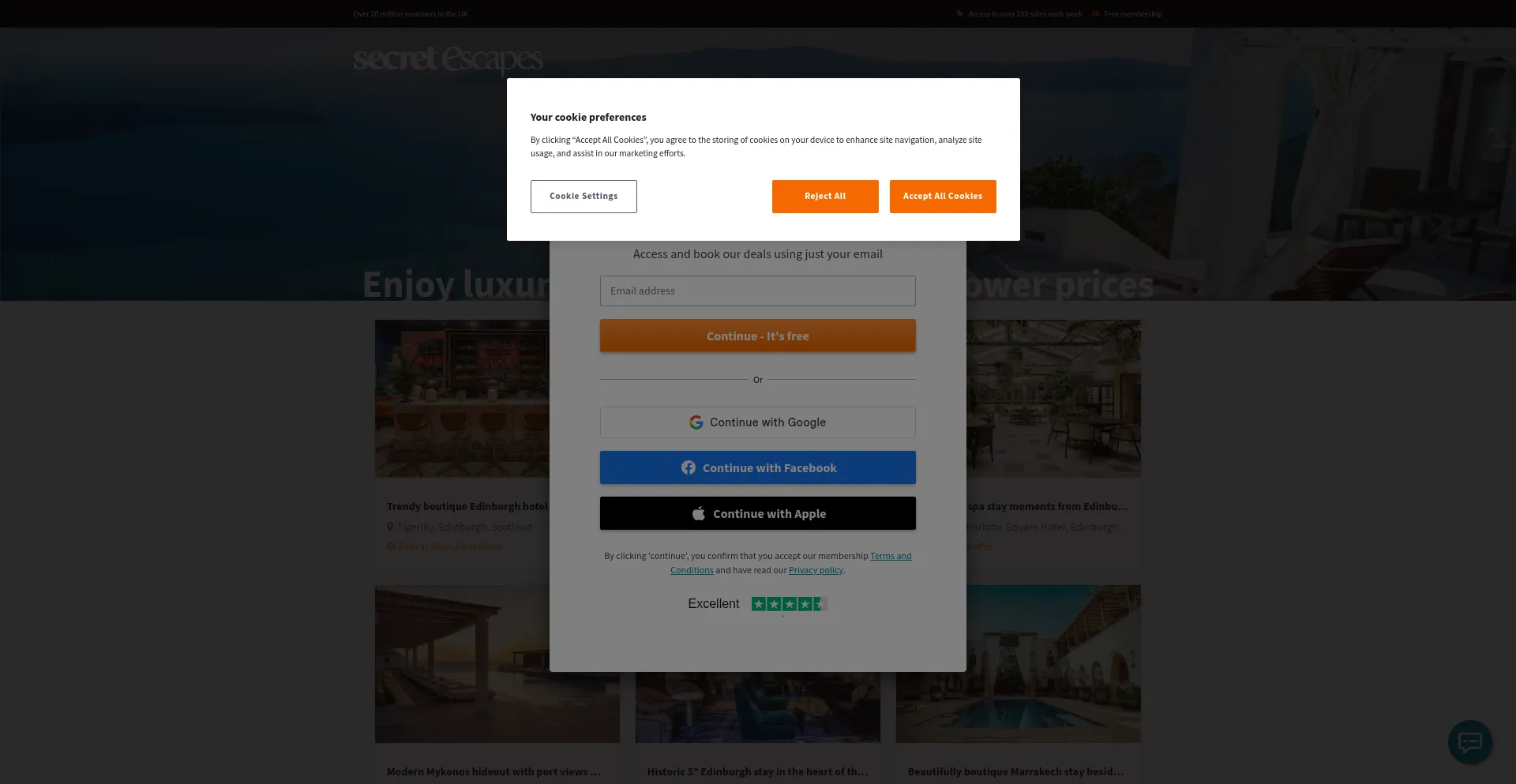 Secretescapes.com Screenshot