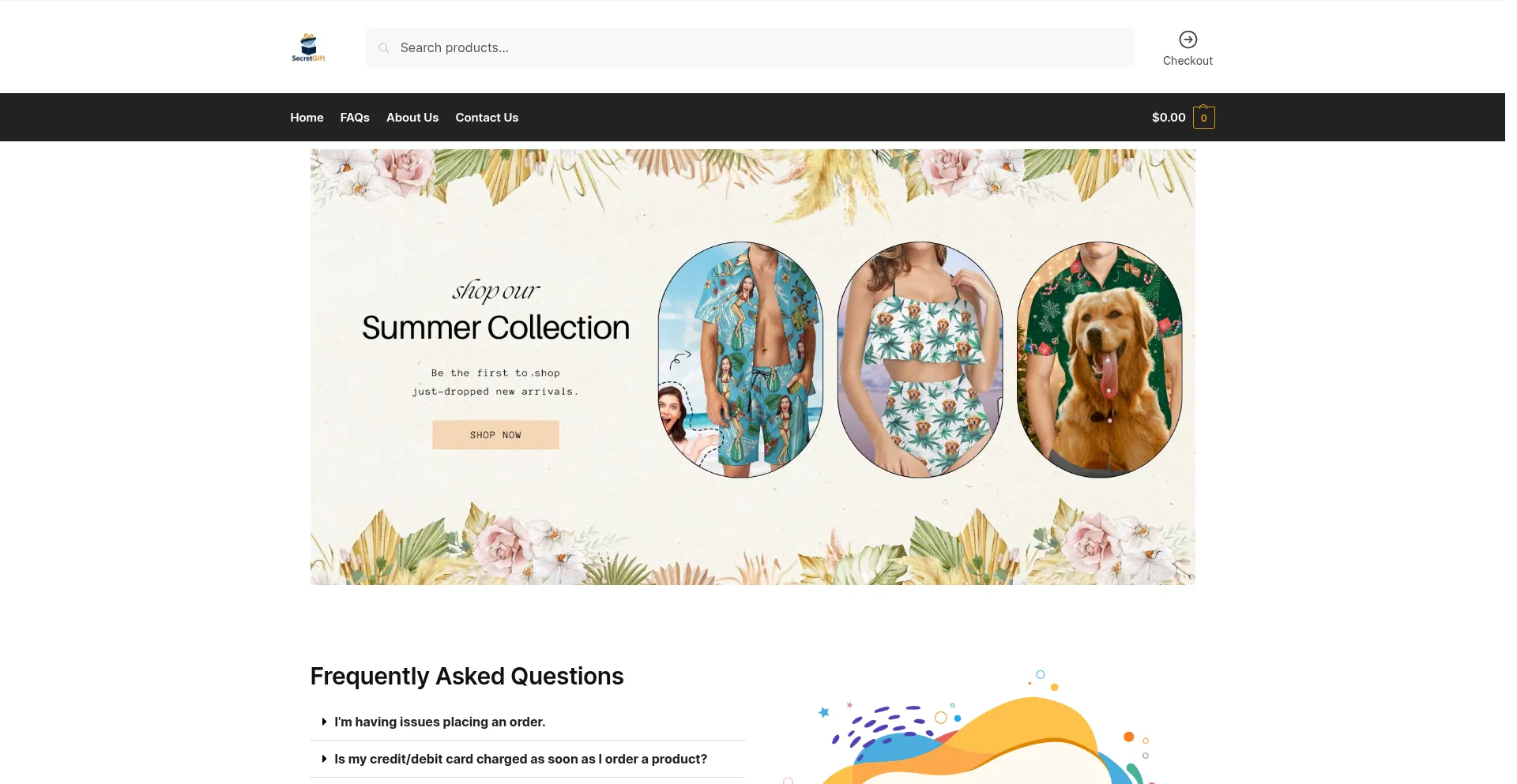 Website screenshot of Secretgift4fan.com