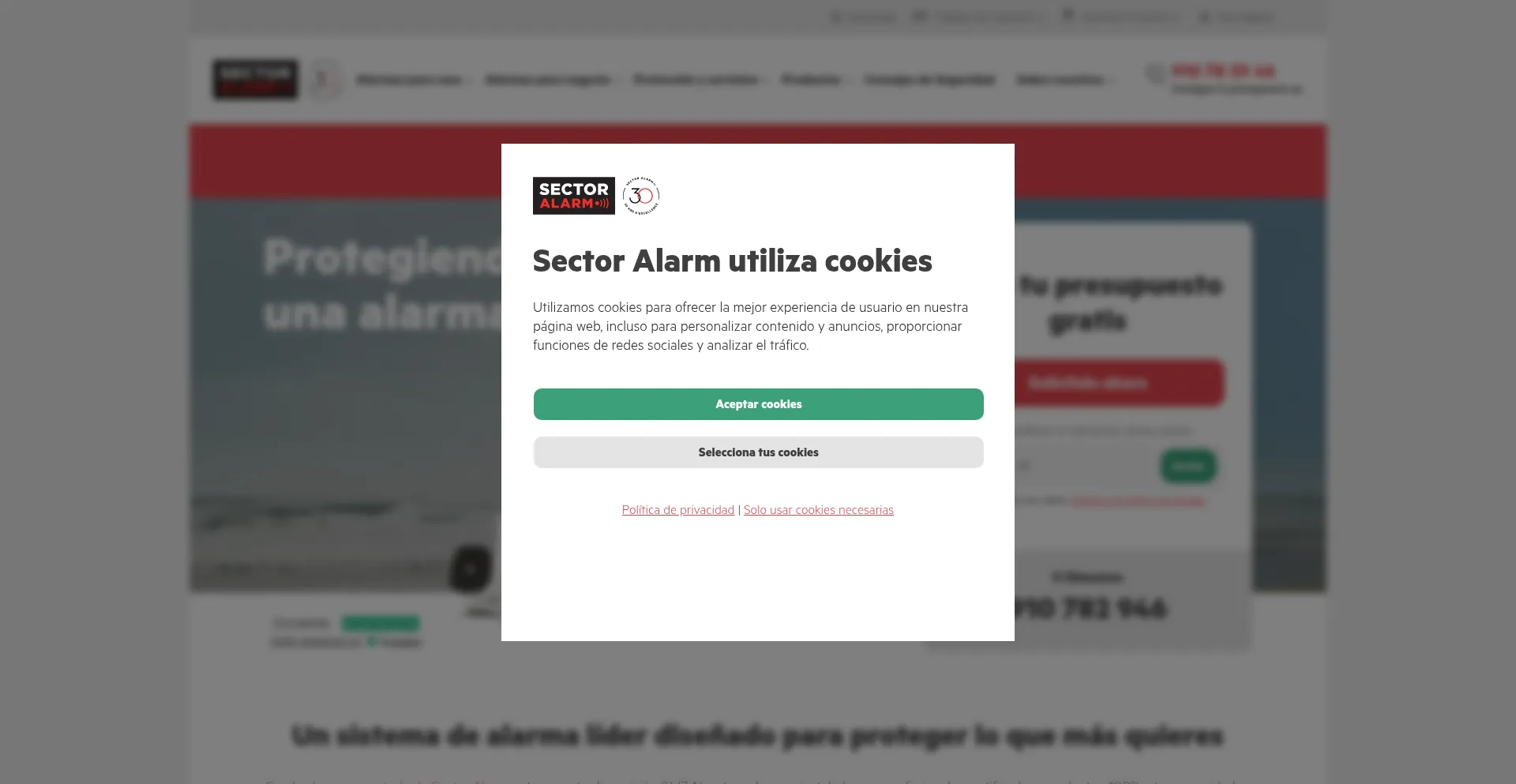 Sectoralarm.es Screenshot