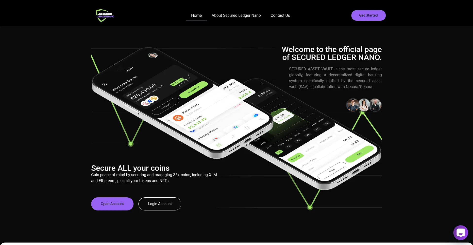 Website screenshot of Securedledgernano.com