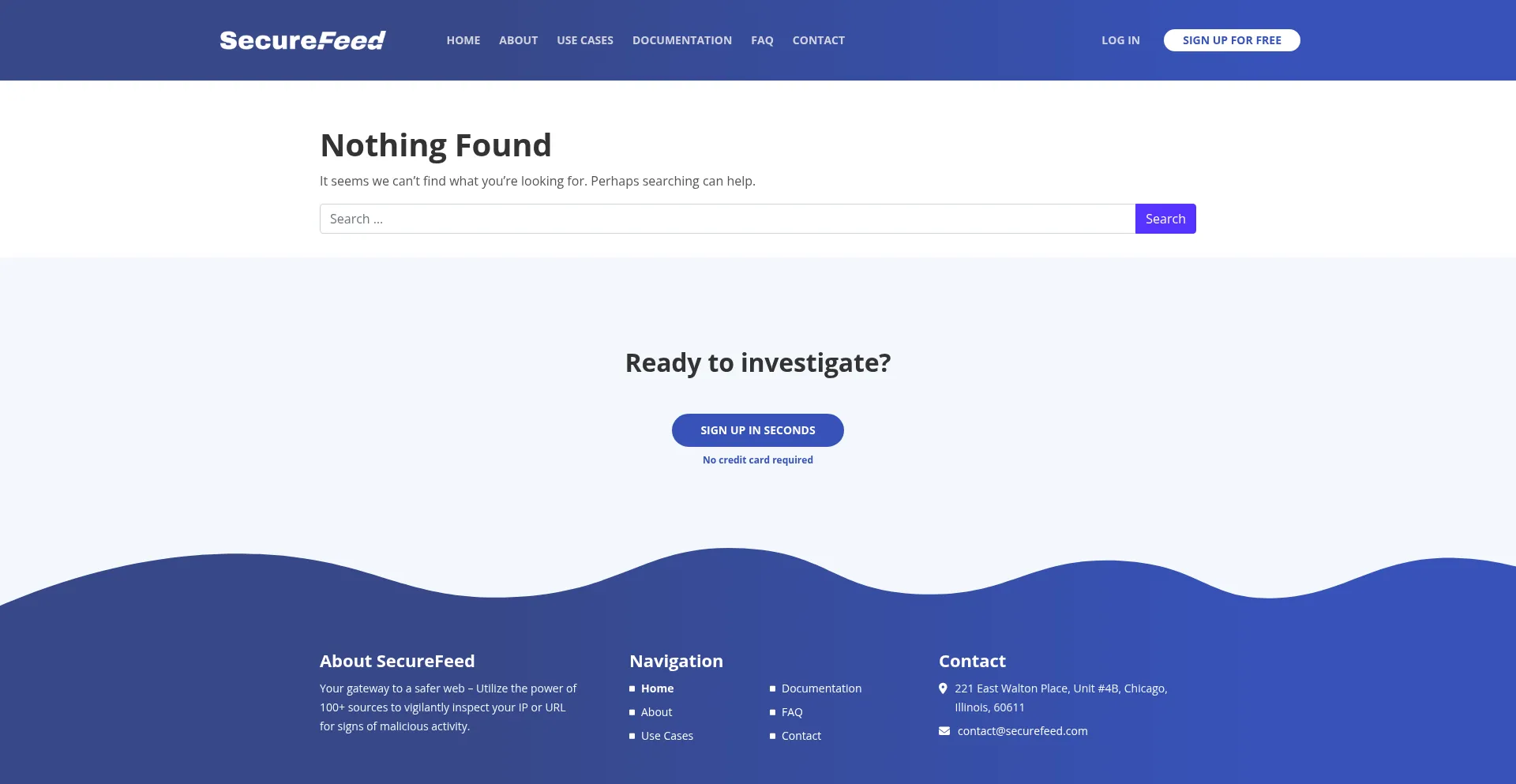 Website screenshot of Securefeed.com