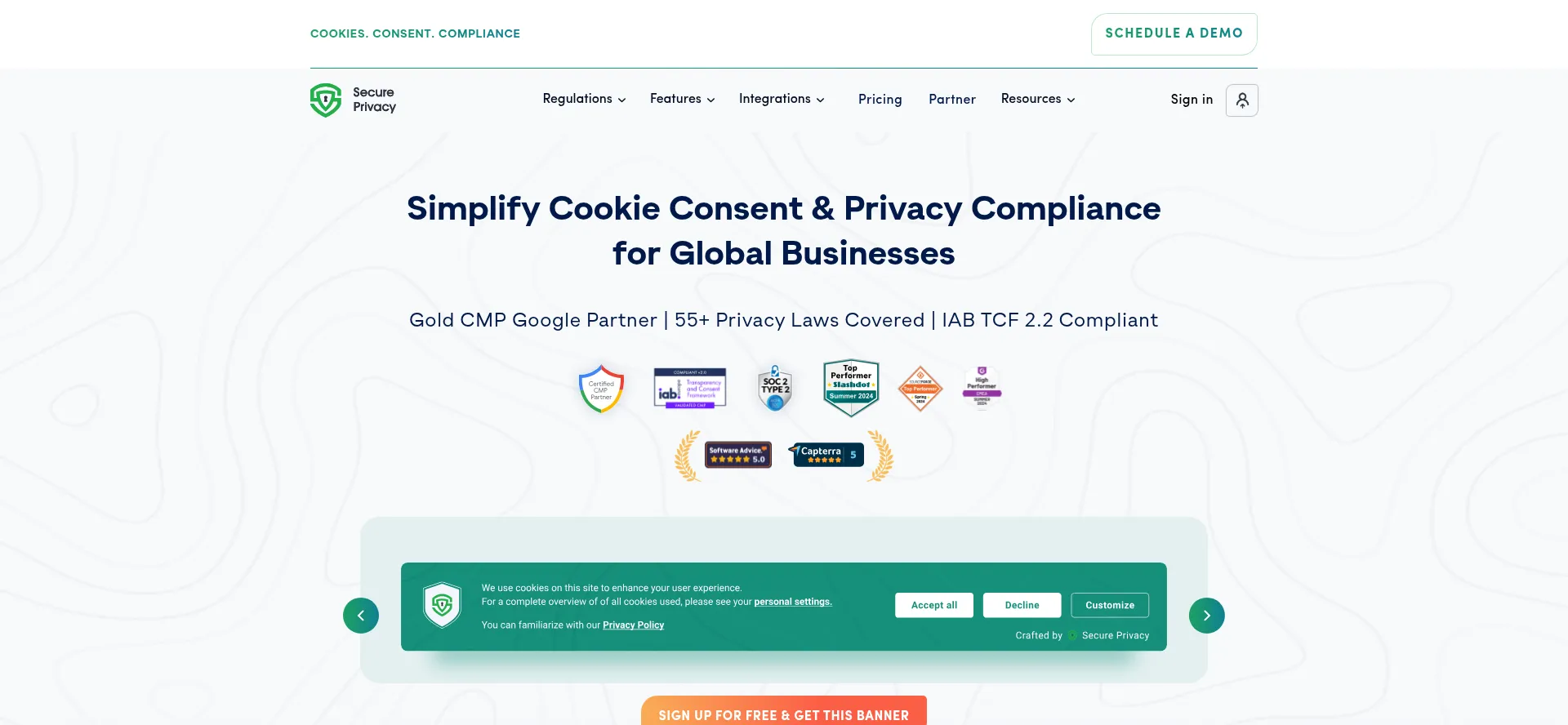 Website screenshot of Secureprivacy.ai