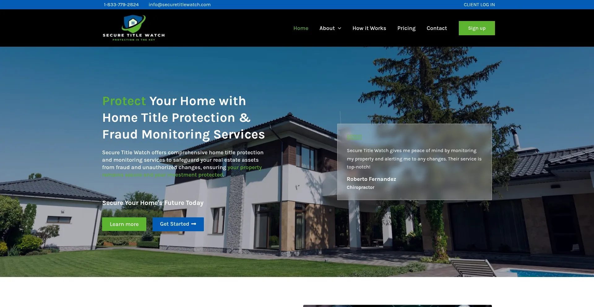 Website screenshot of Securetitlewatch.com