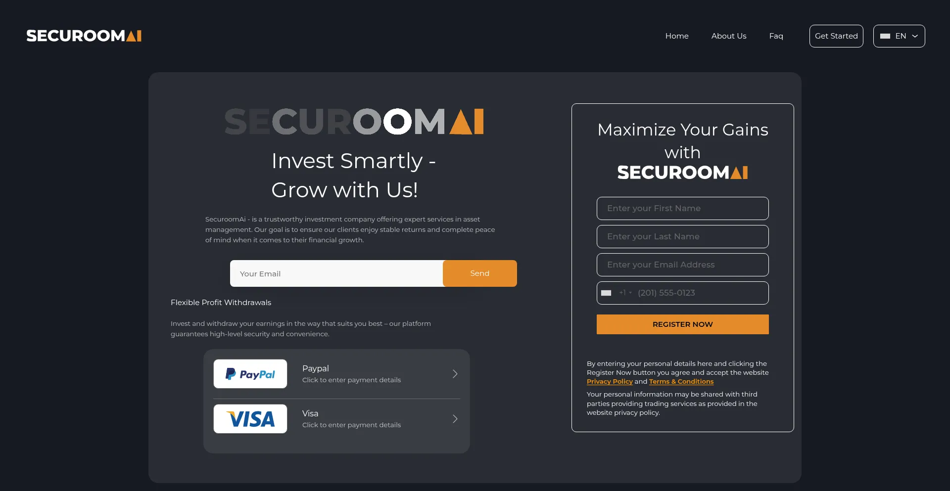 Website screenshot of Securoomai.com