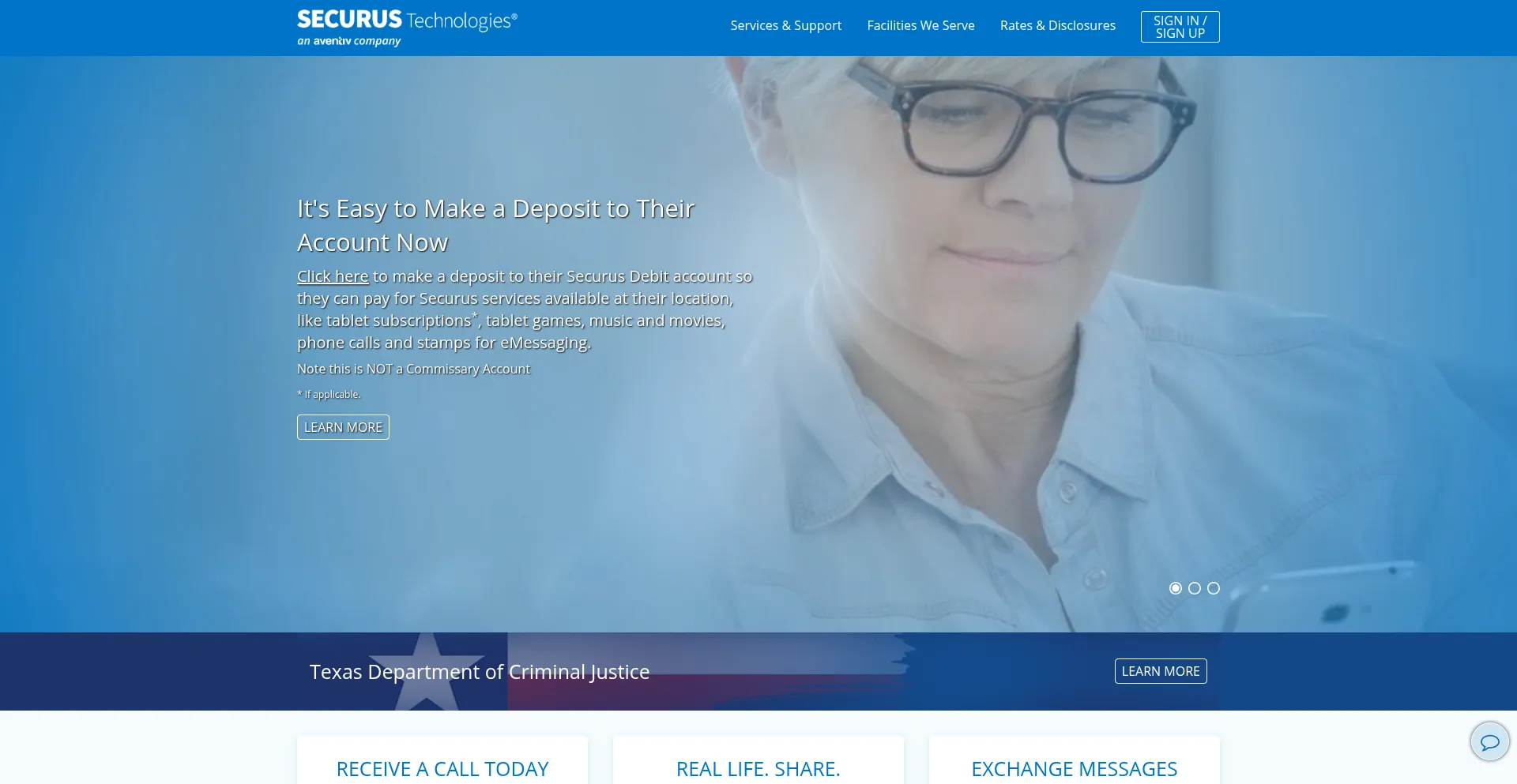 Website screenshot of Securustech.net