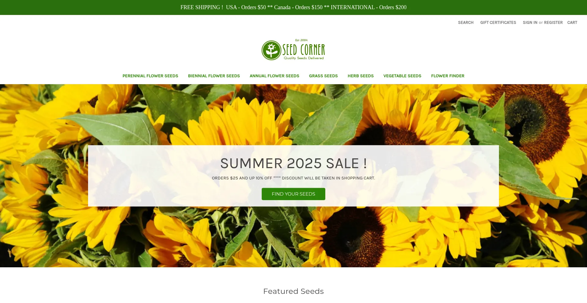 Website screenshot of Seedcorner.com