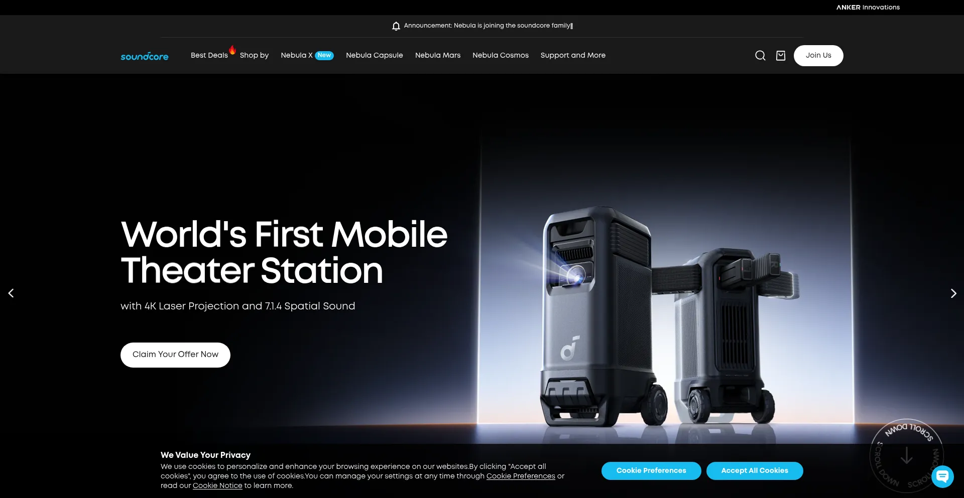 Website screenshot of Seenebula.com
