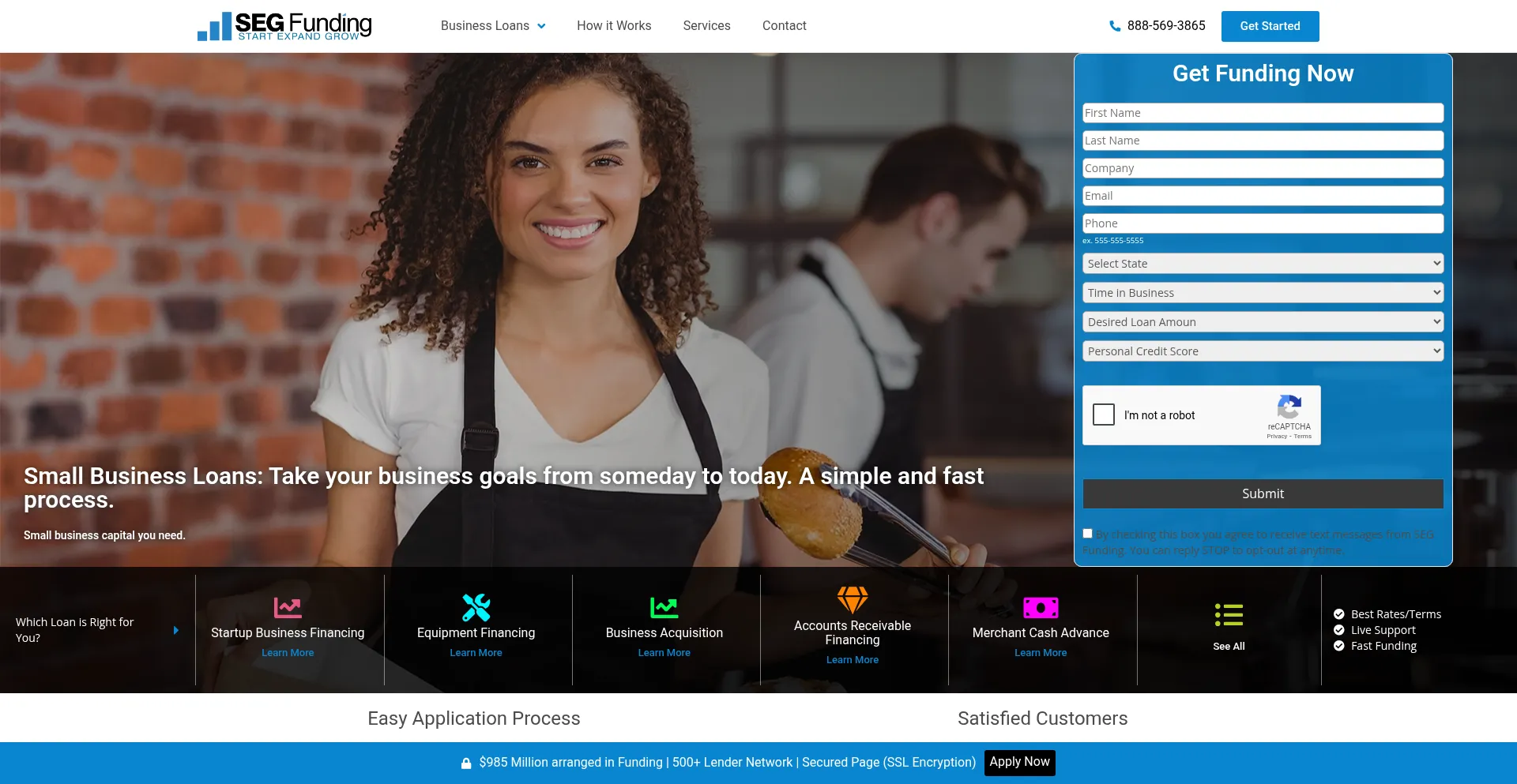 Website screenshot of Segfunding.com