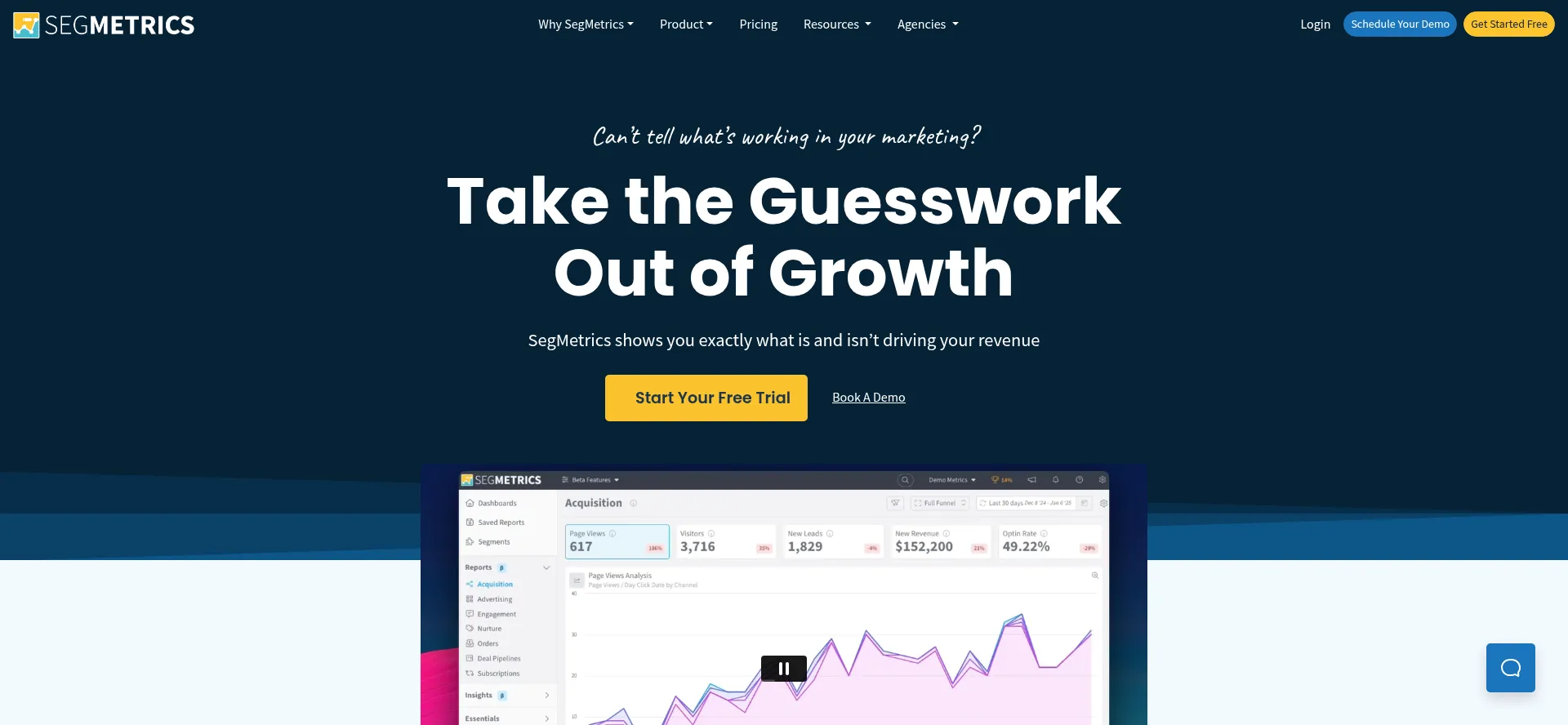 Website screenshot of Segmetrics.io