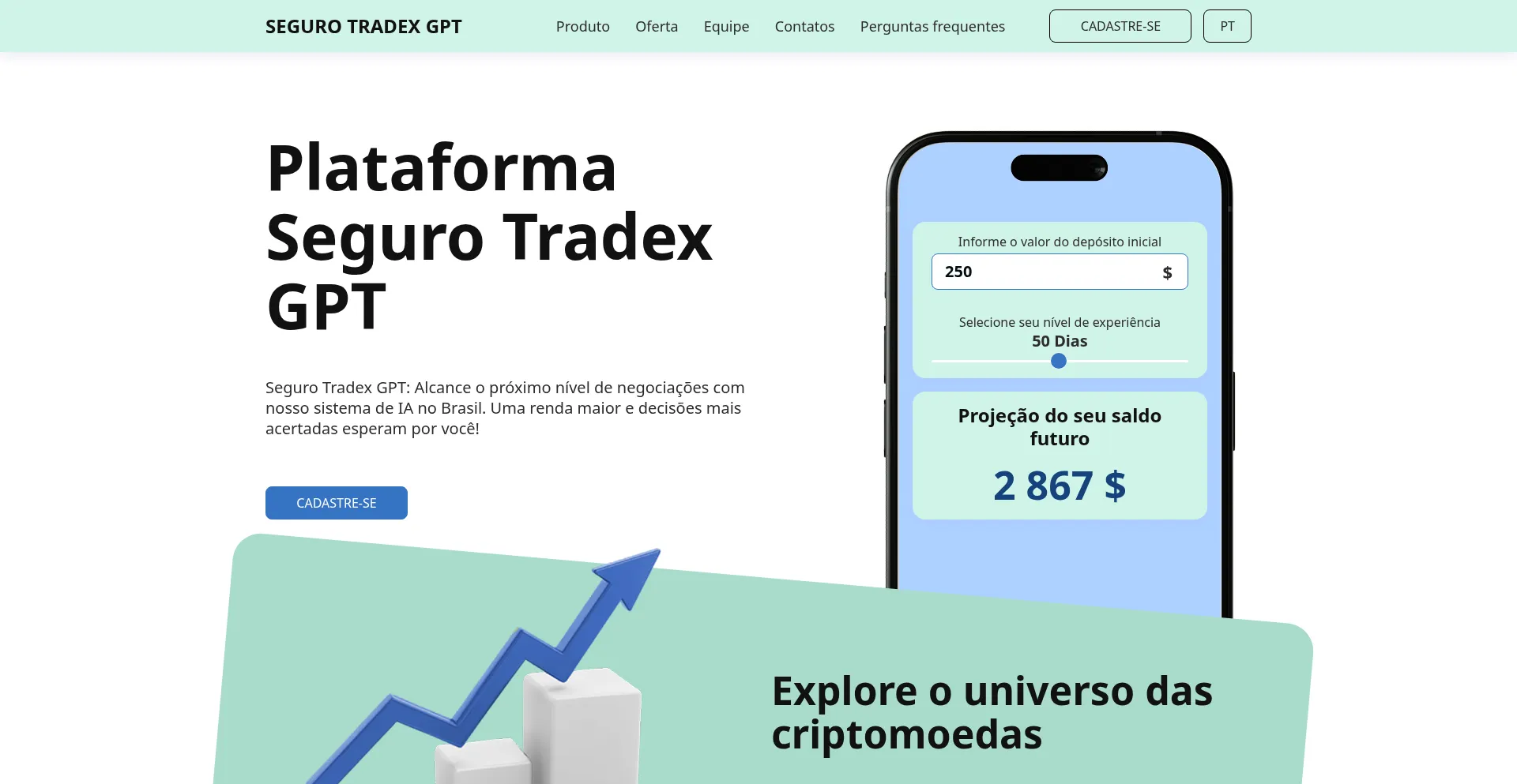 Website screenshot of Seguro-tradex-gpt.com