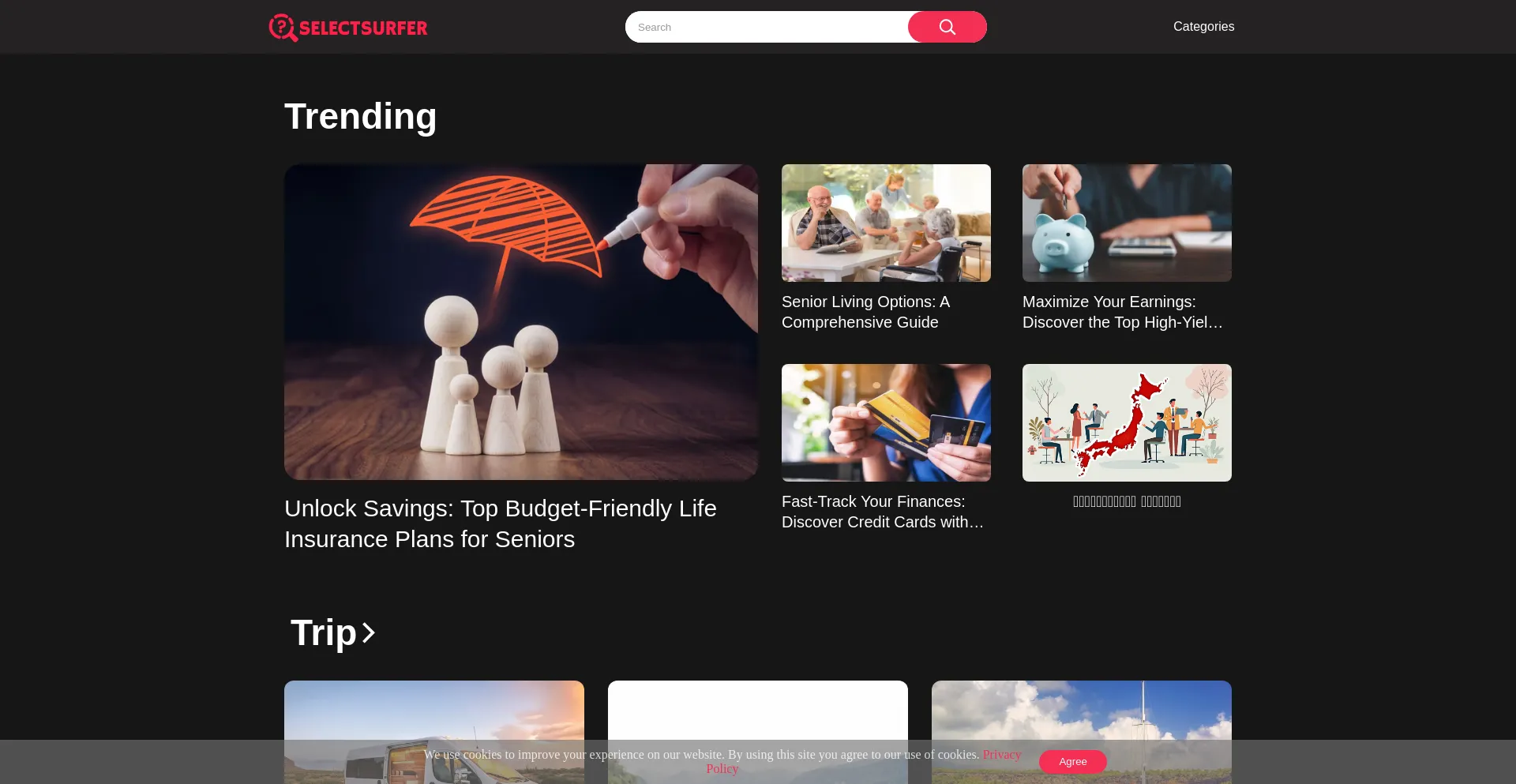 Website screenshot of Selectsurfer.com