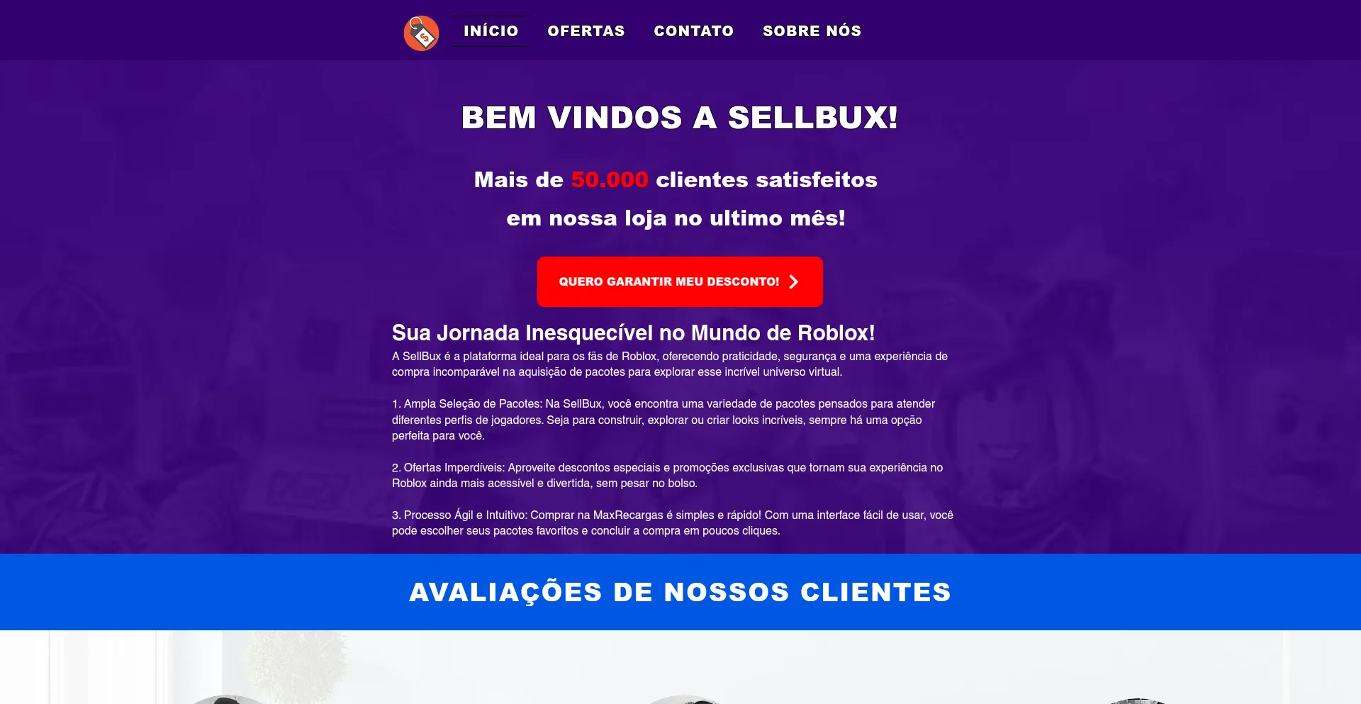 Website screenshot of Sellbux.online