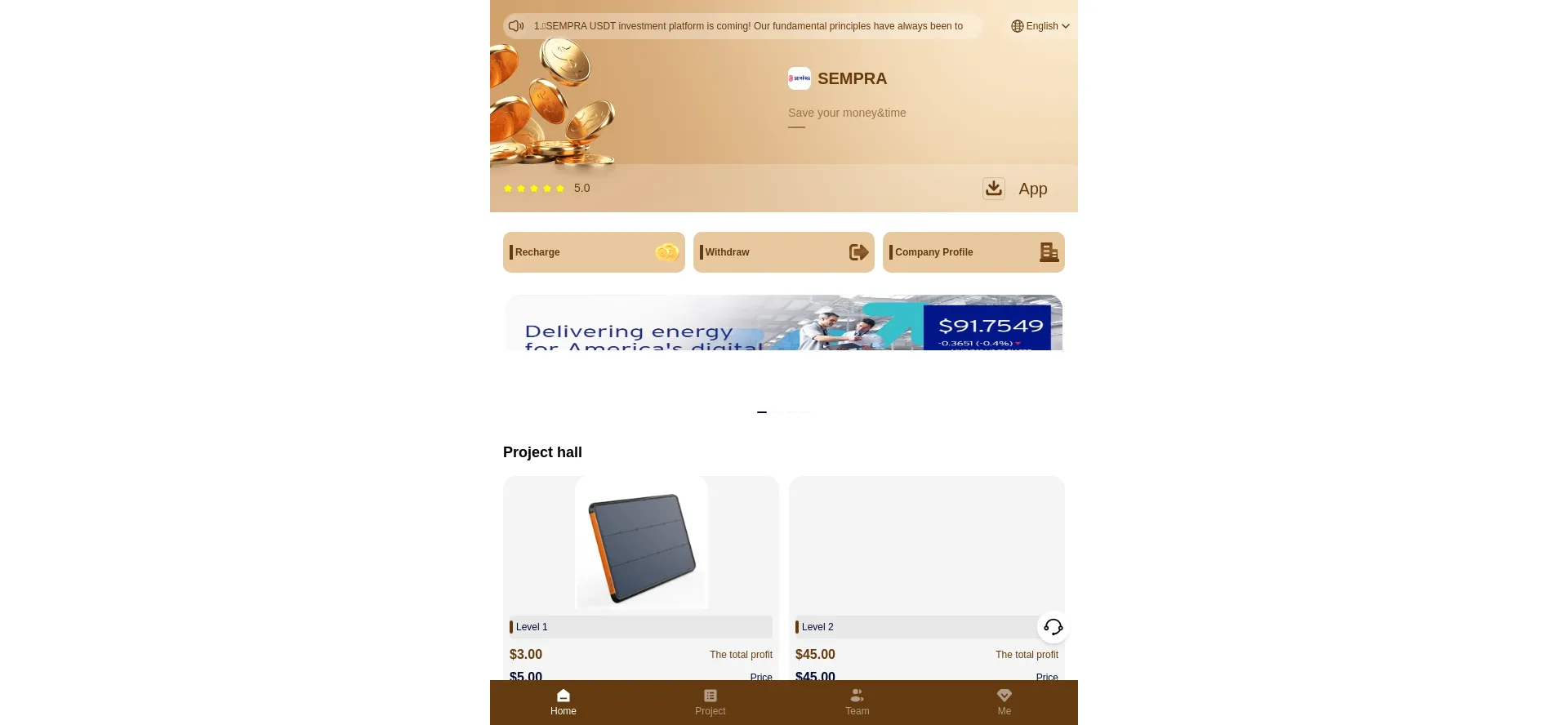 Website screenshot of Sempra.cc