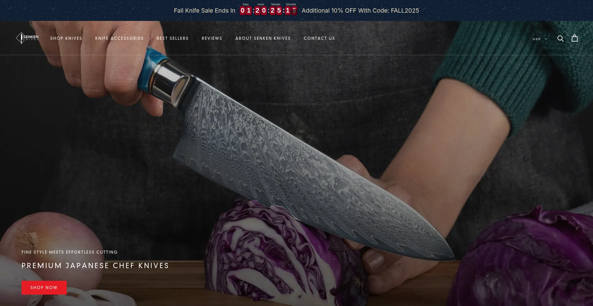 Website screenshot of Senkenknives.com