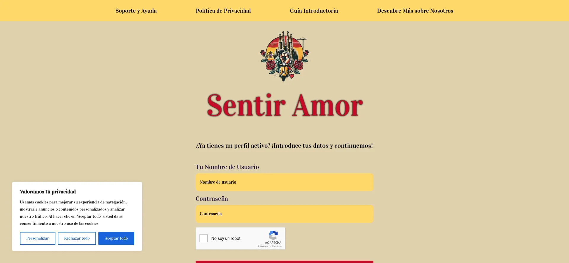 Website screenshot of Sentiramor.es