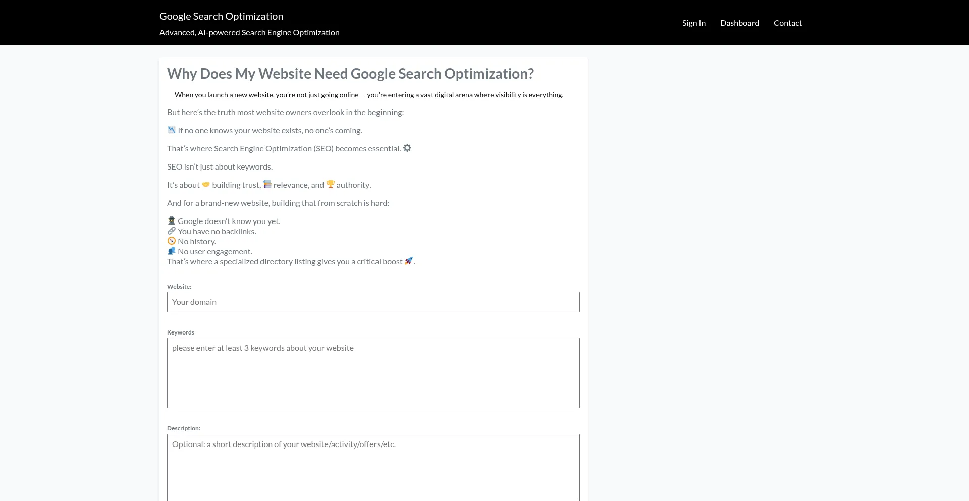 Website screenshot of Seodirectory.site