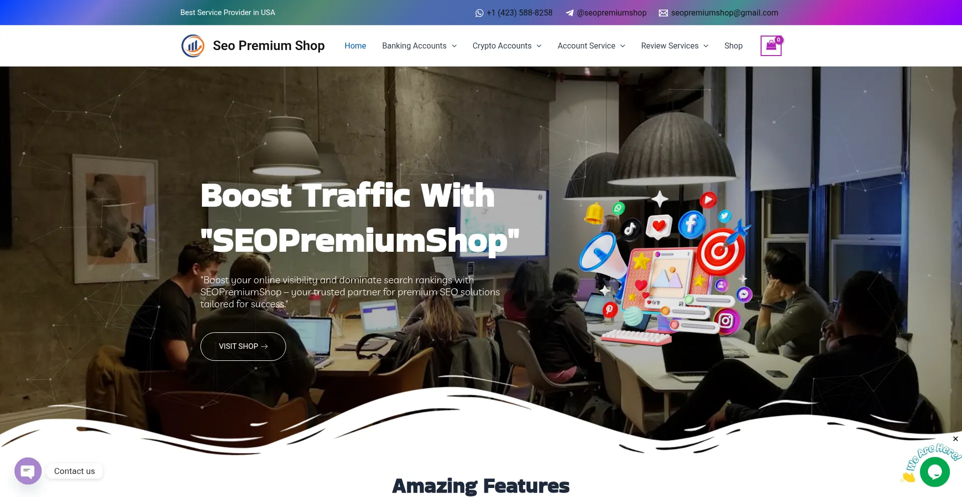Website screenshot of Seopremiumshop.com