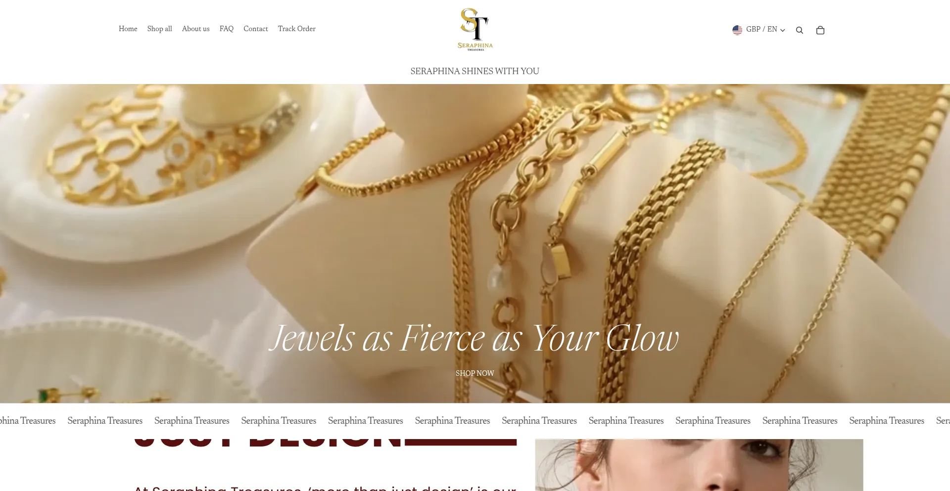 Website screenshot of Seraphinatreasures.com