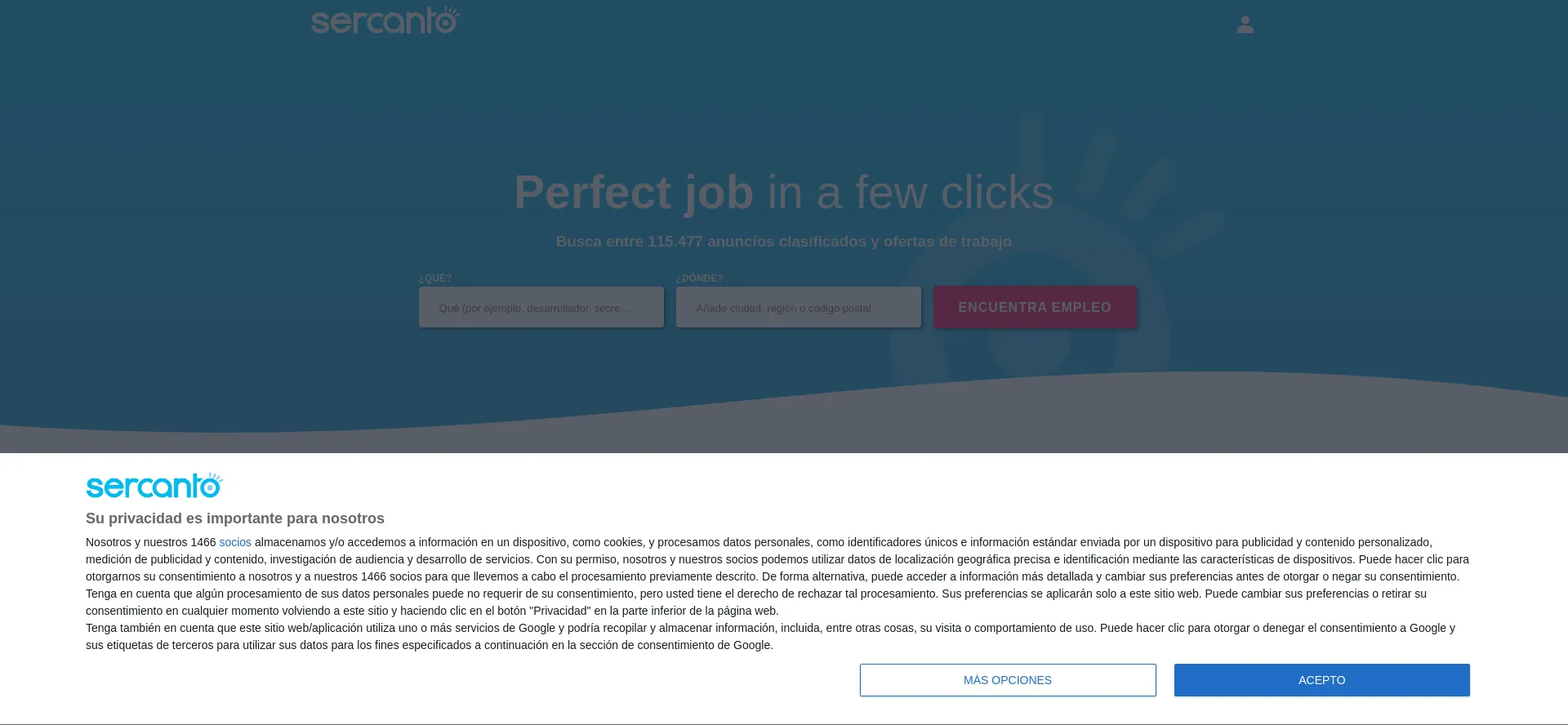 Website screenshot of Sercanto.com.ec