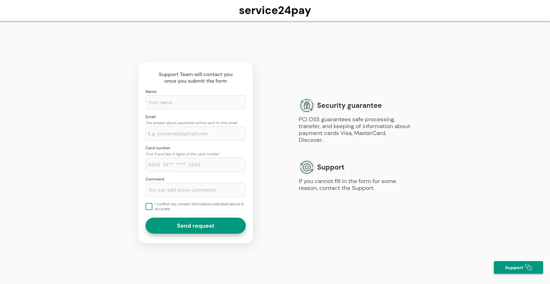 Website screenshot of Service24pay.com