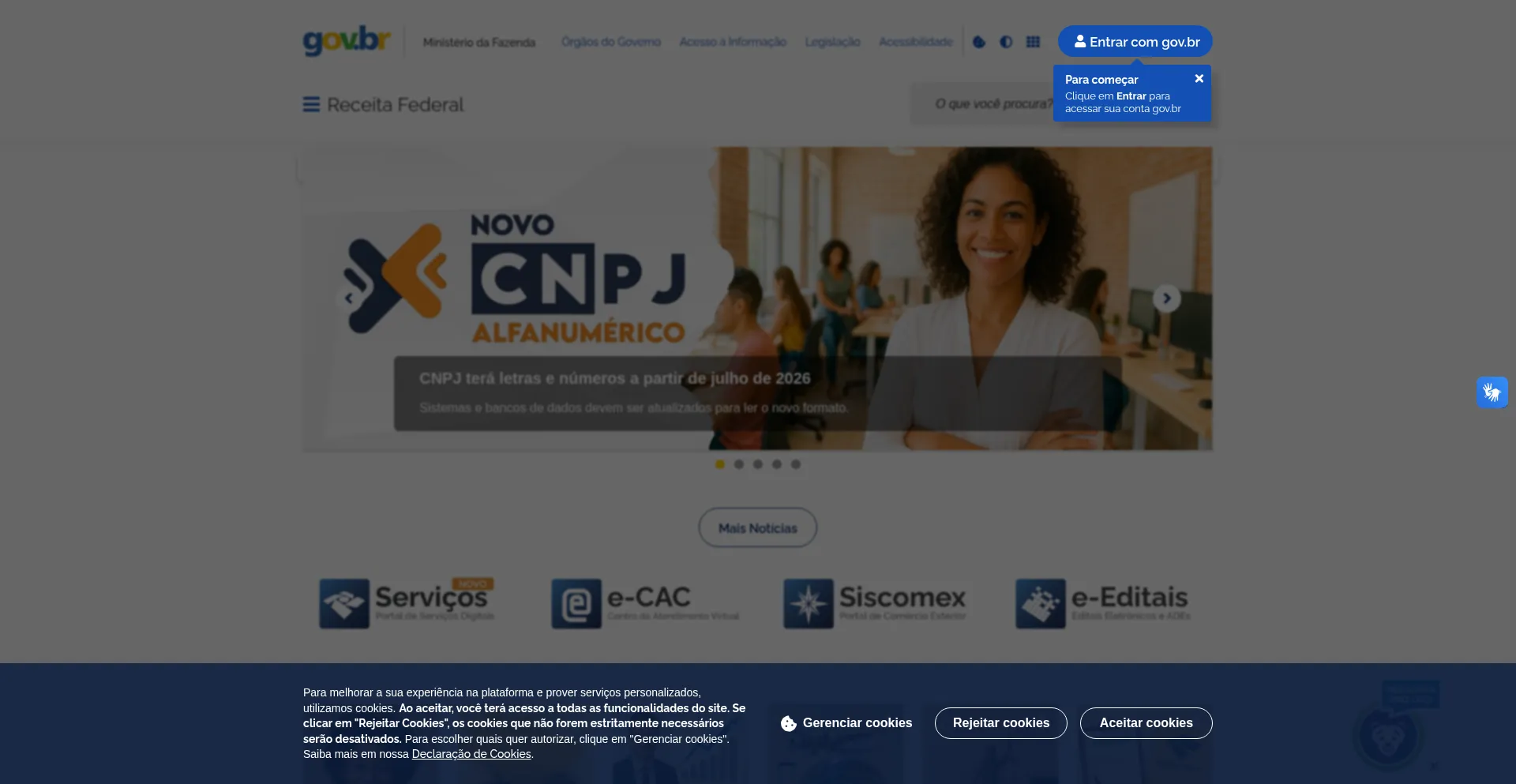 Website screenshot of Servicos.receita.fazenda.gov.br