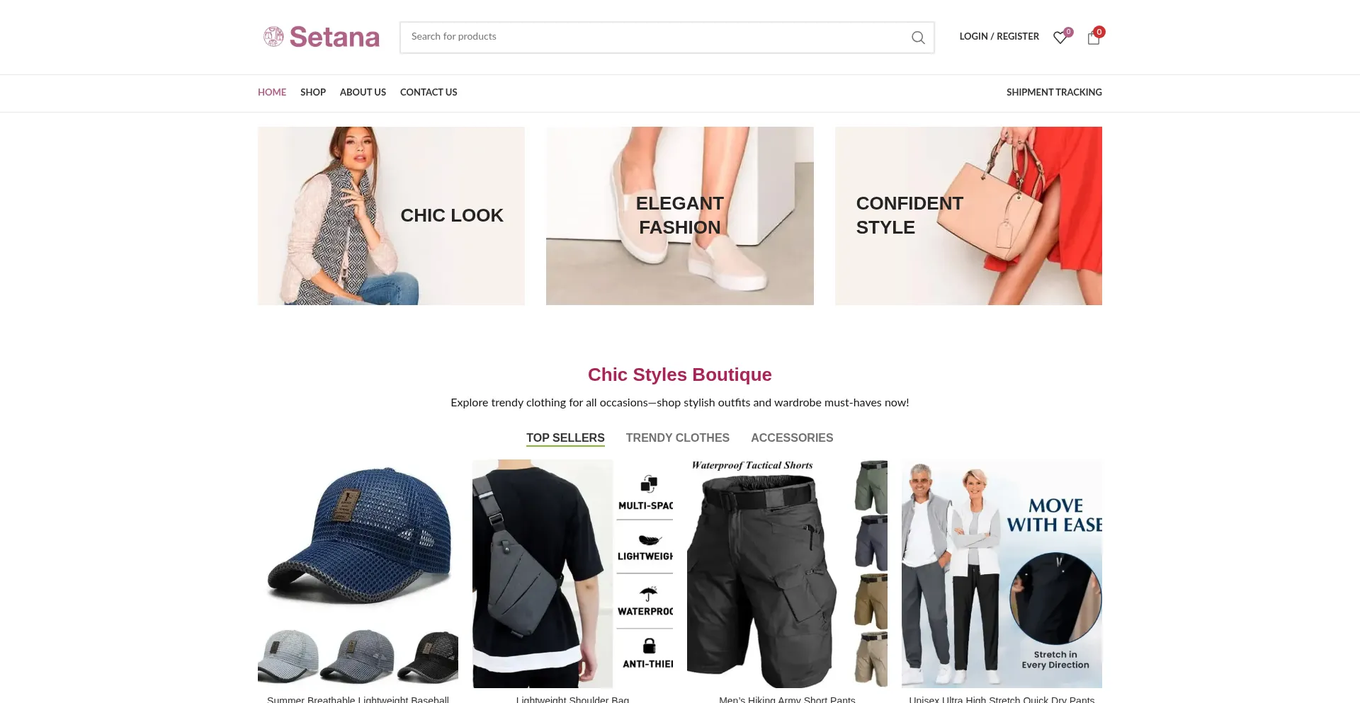 Website screenshot of Setana.co