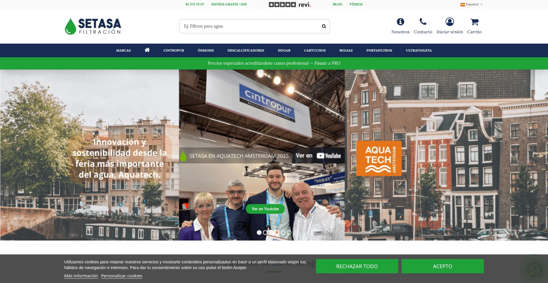 Website screenshot of Setasa.es