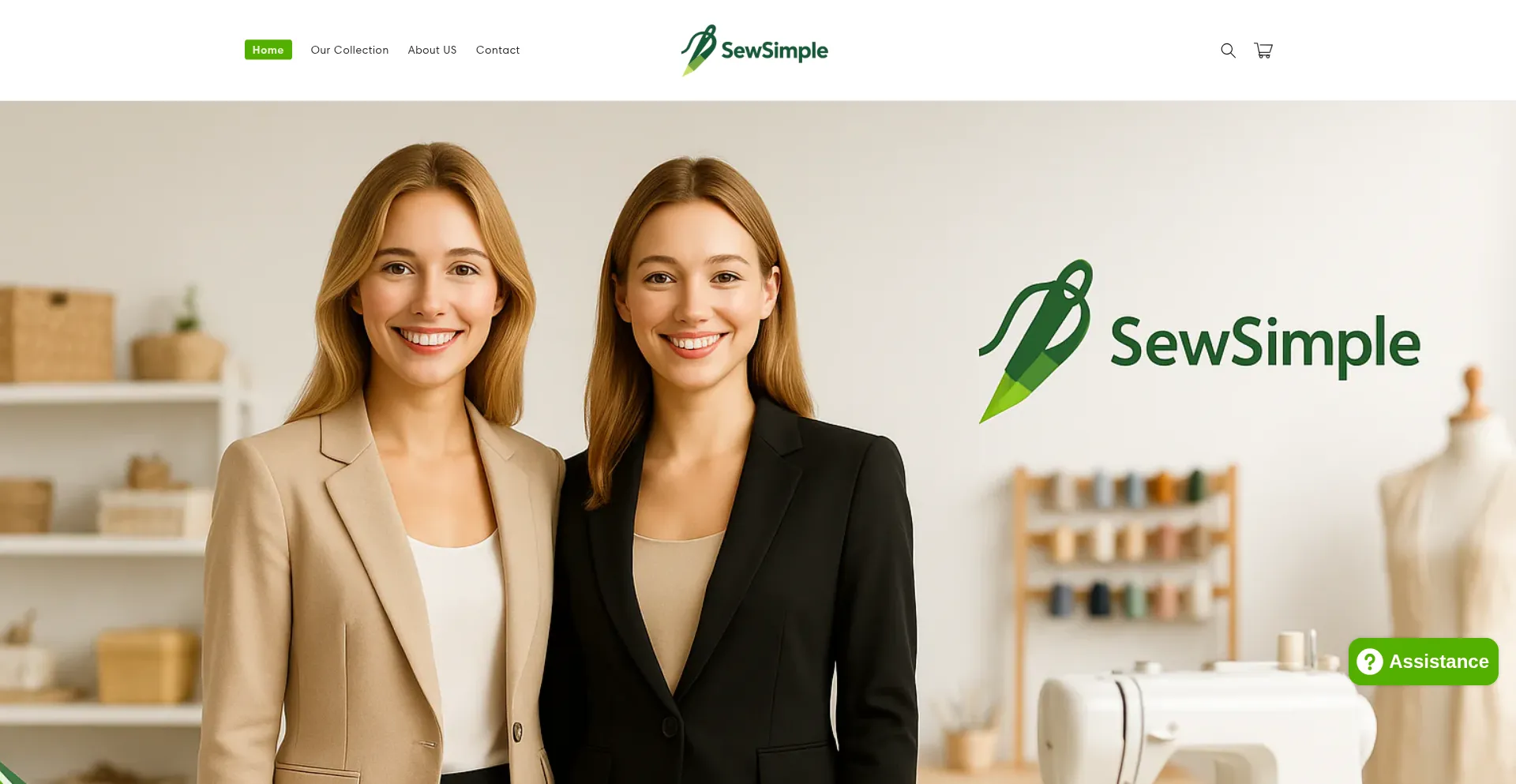 Website screenshot of Sewsimple.shop