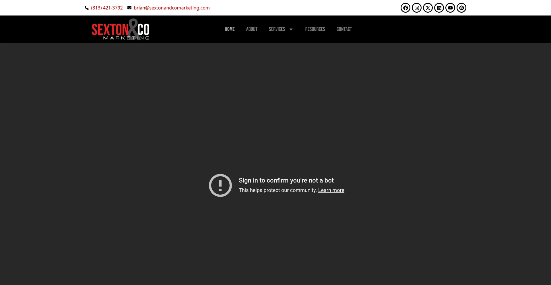 Website screenshot of Sextonandcomarketing.com