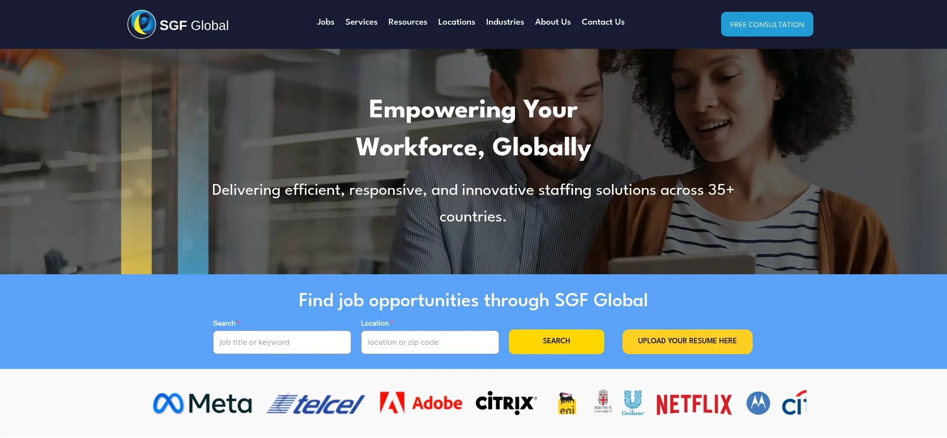 Website screenshot of Sgfglobal.com