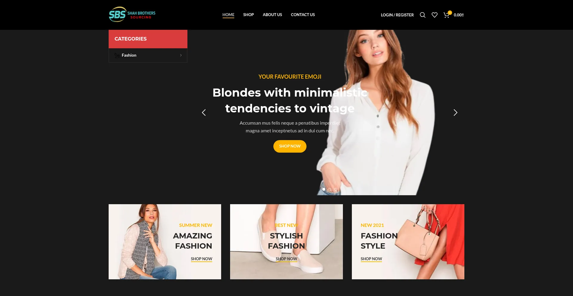 Website screenshot of Shahbrothersourcing.com