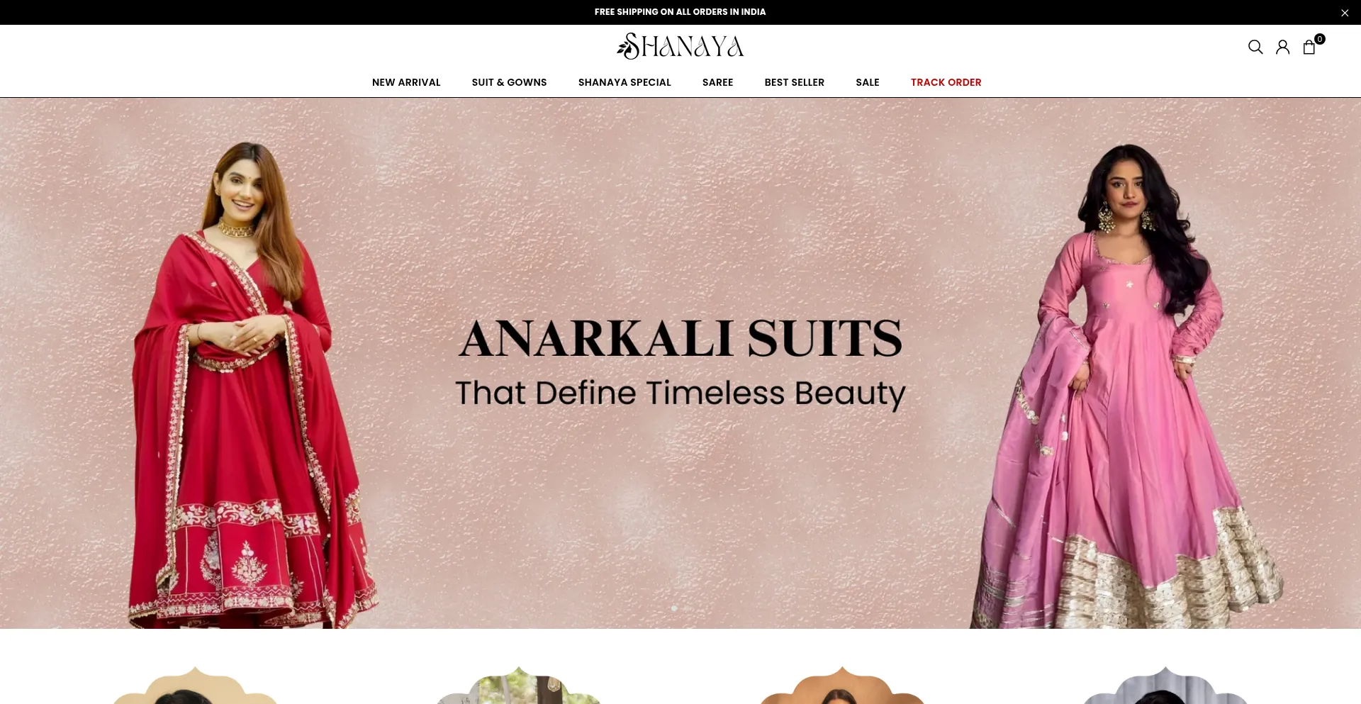 Website screenshot of Shanayaclothing.com