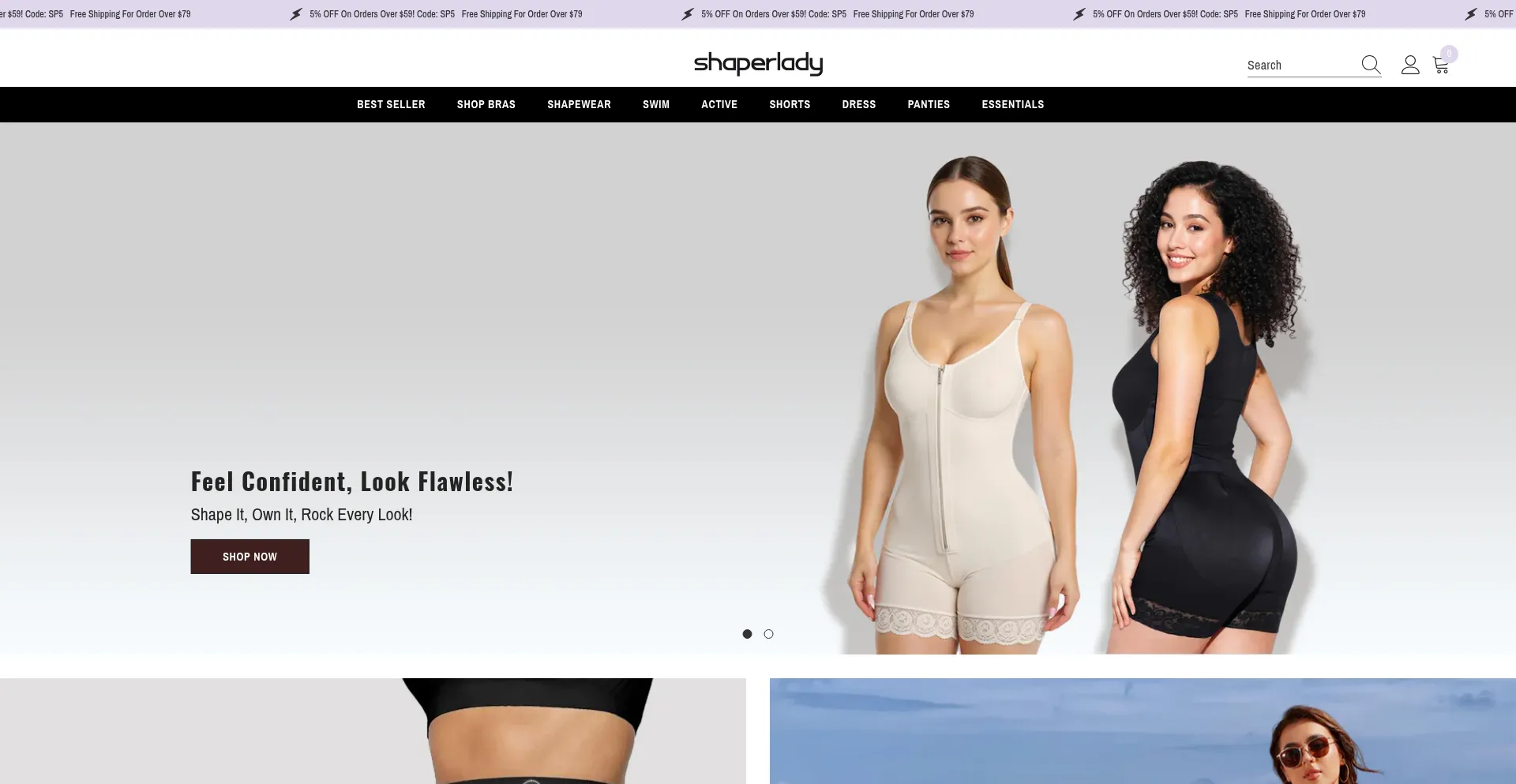 Website screenshot of Shaperlady.com