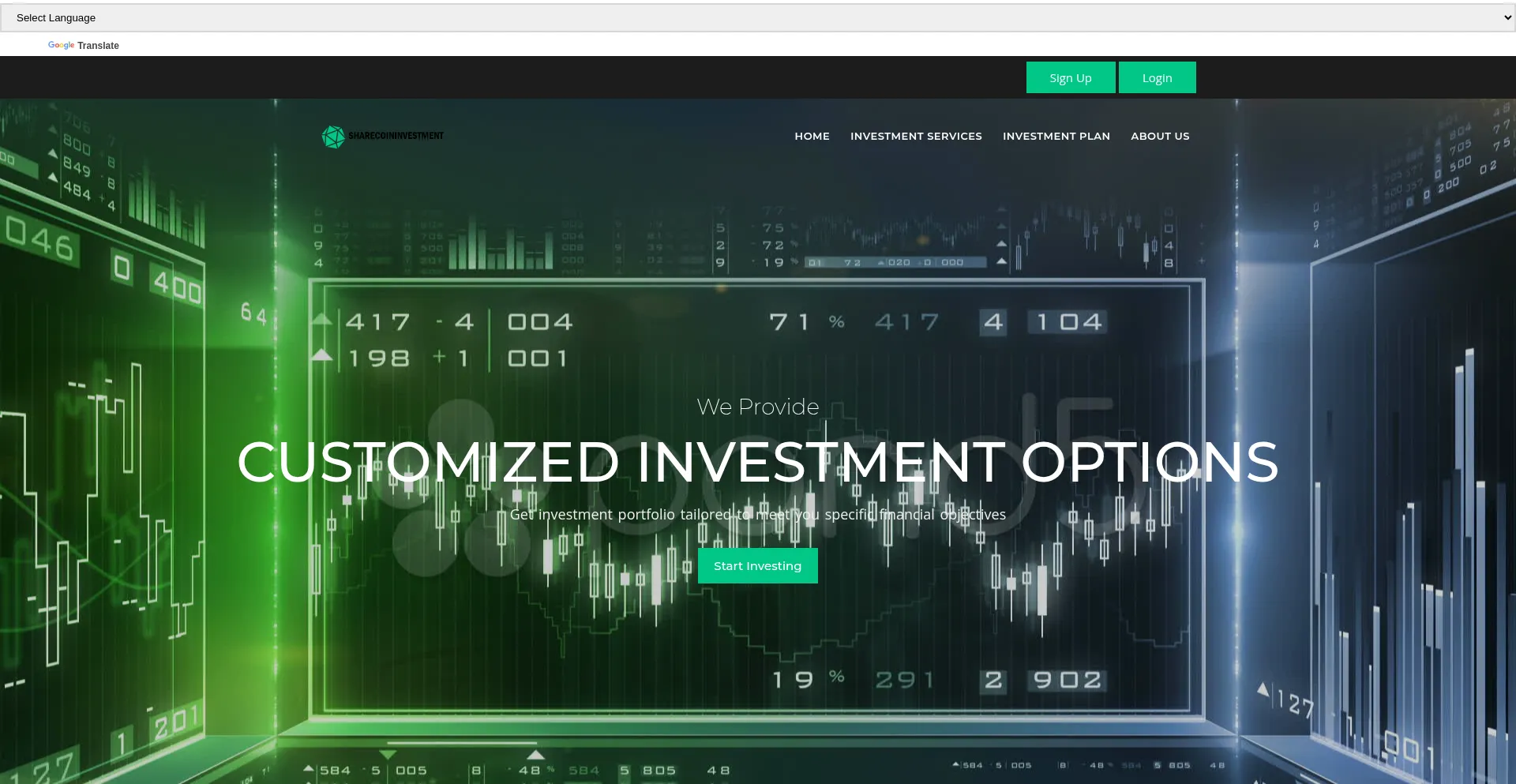 Website screenshot of Sharecoininvestment.org