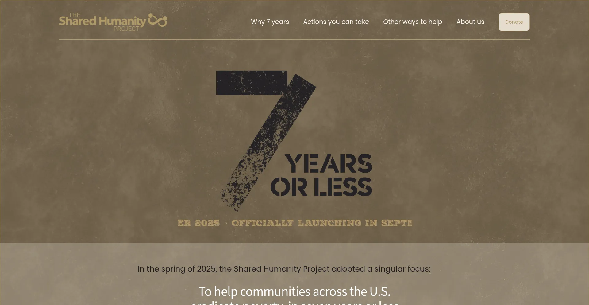 Website screenshot of Sharedhumanityproject.org