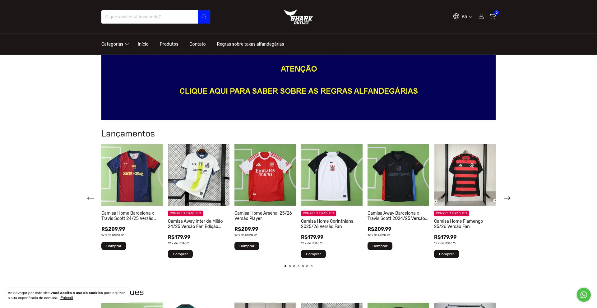 Website screenshot of Sharkoutlet.com.br