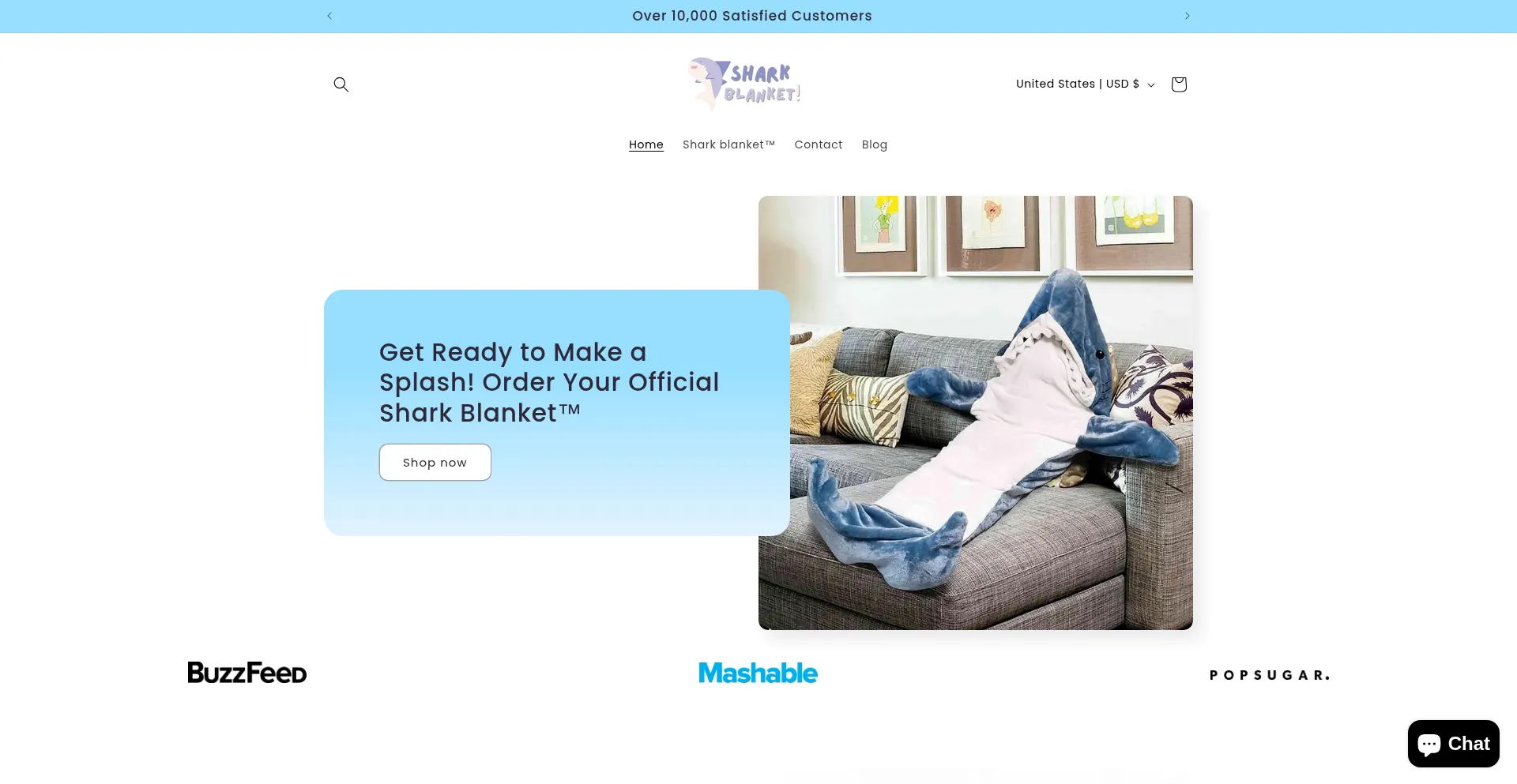 Sharksblankets.com Screenshot