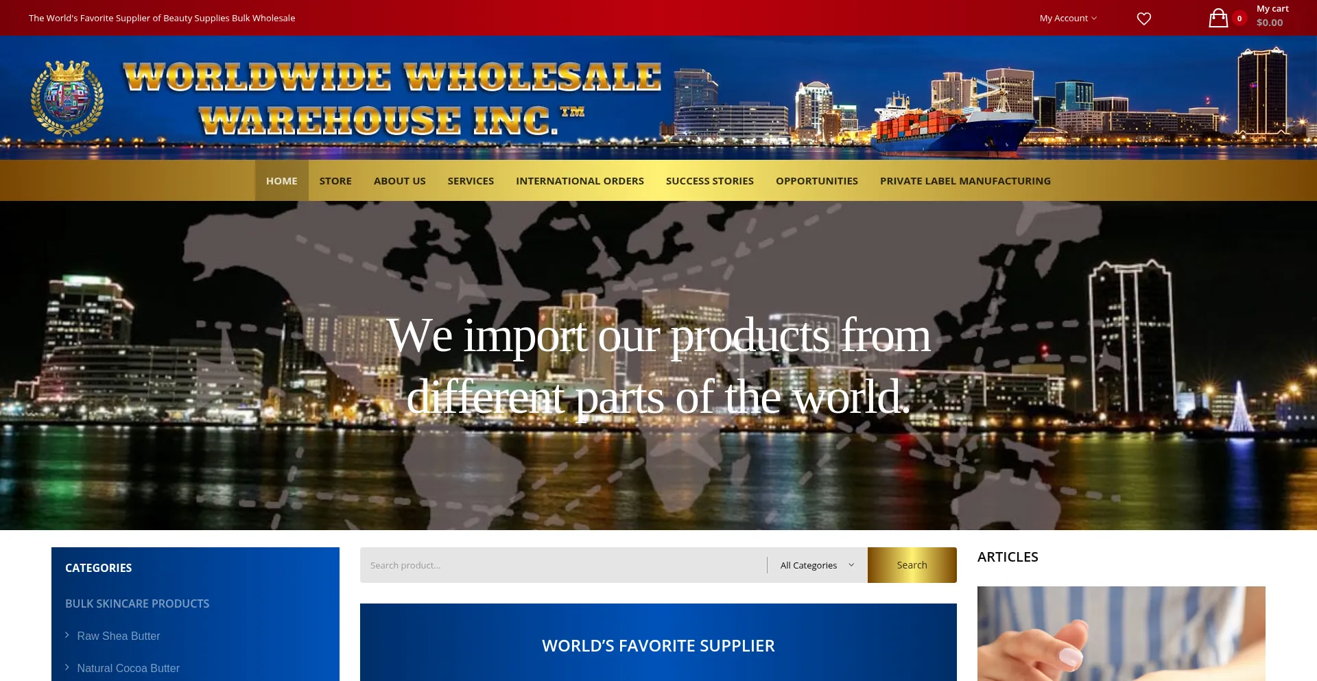 Website screenshot of Sheabutterwholesale.com