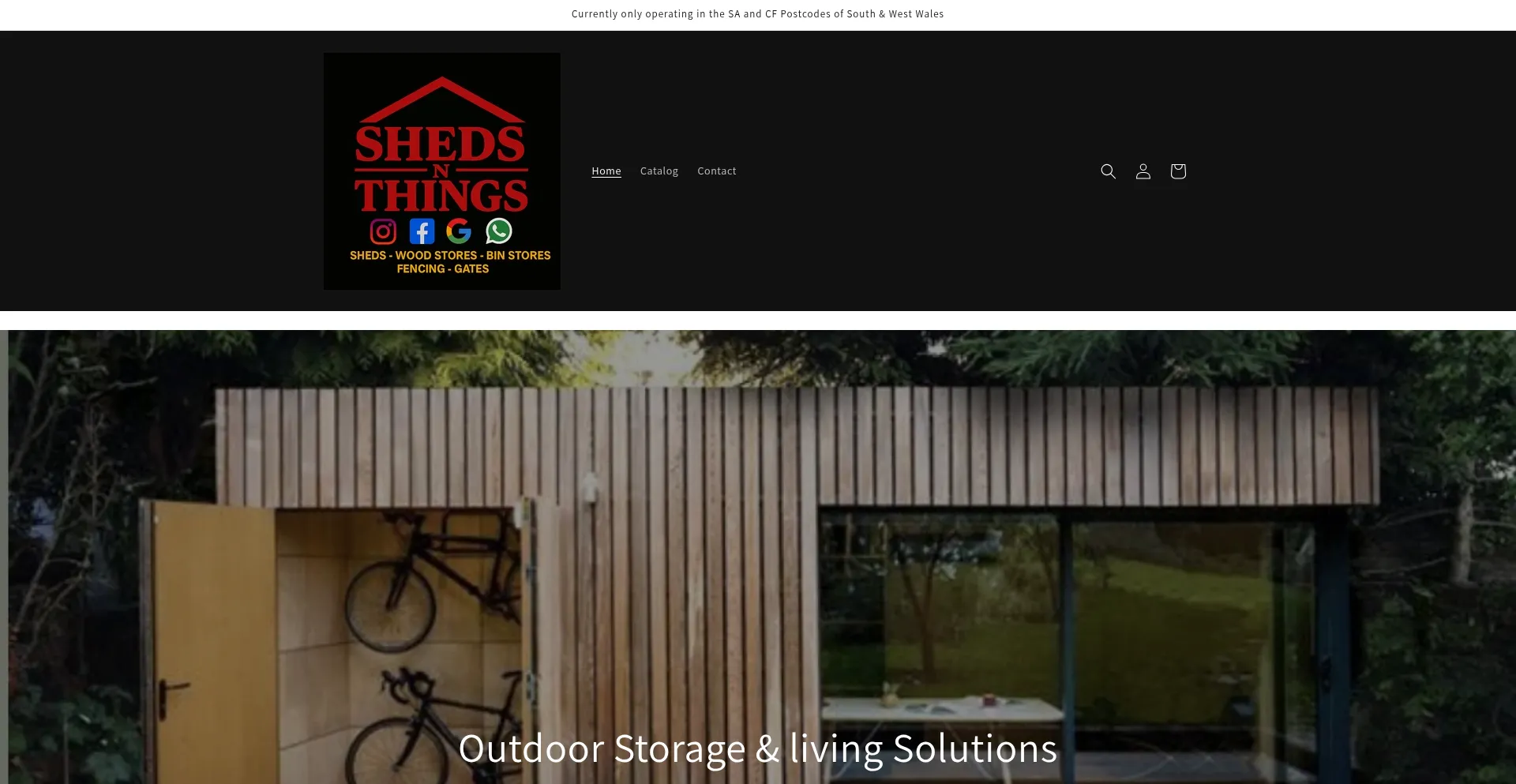 Website screenshot of Shedsnthings.co.uk