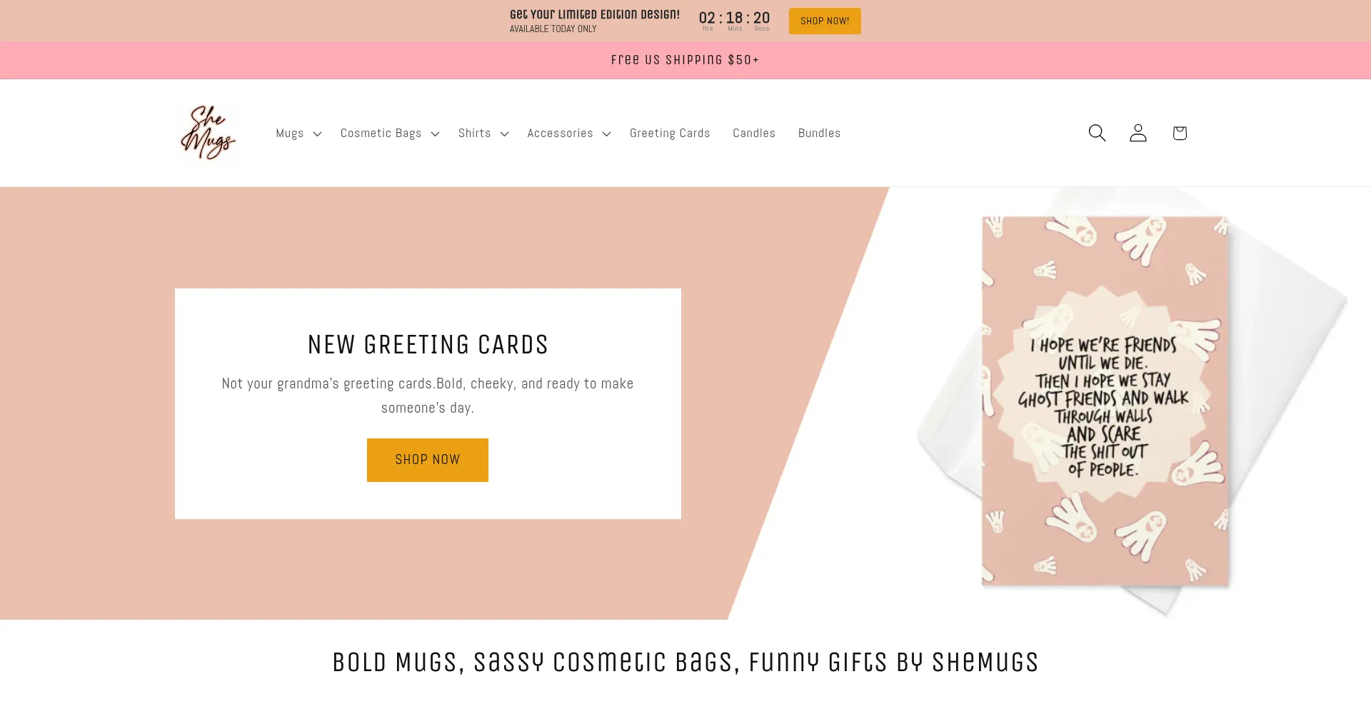 Website screenshot of Shemugs.com