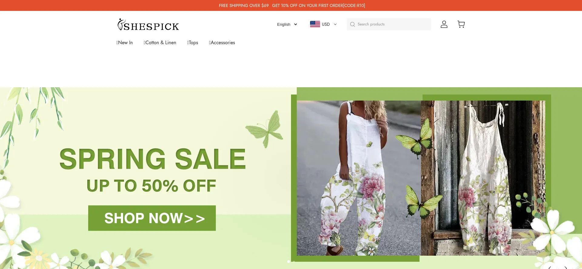 Website screenshot of Shespick.com