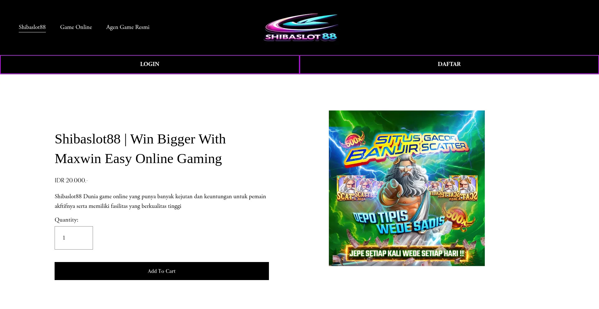 Website screenshot of Shibaslot88.com