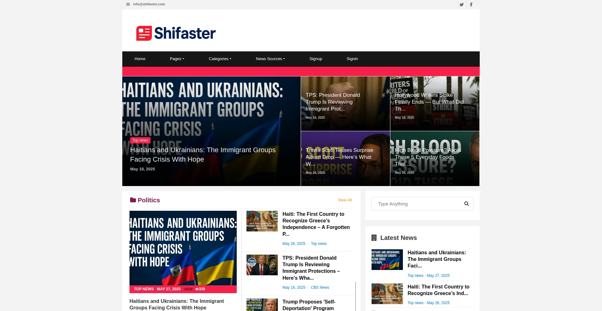 Website screenshot of Shifaster.com