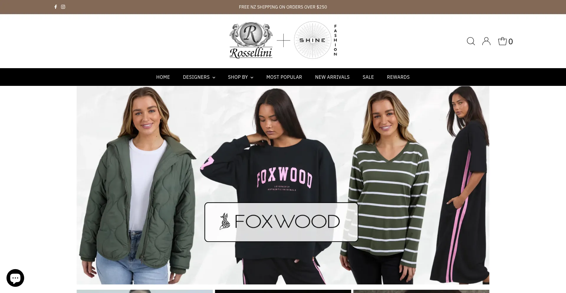 Website screenshot of Shinefashion.nz