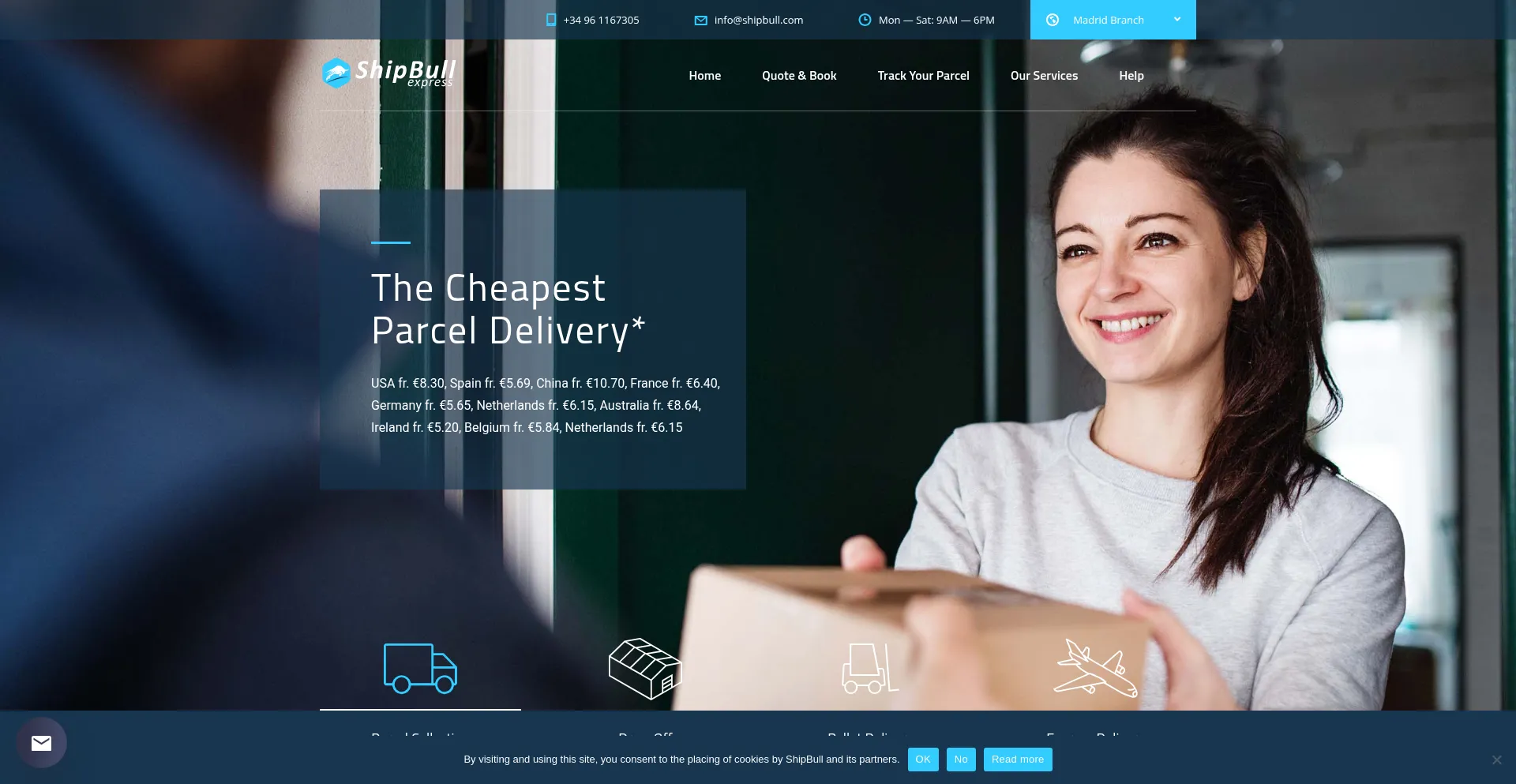 Website screenshot of Shipbull.com