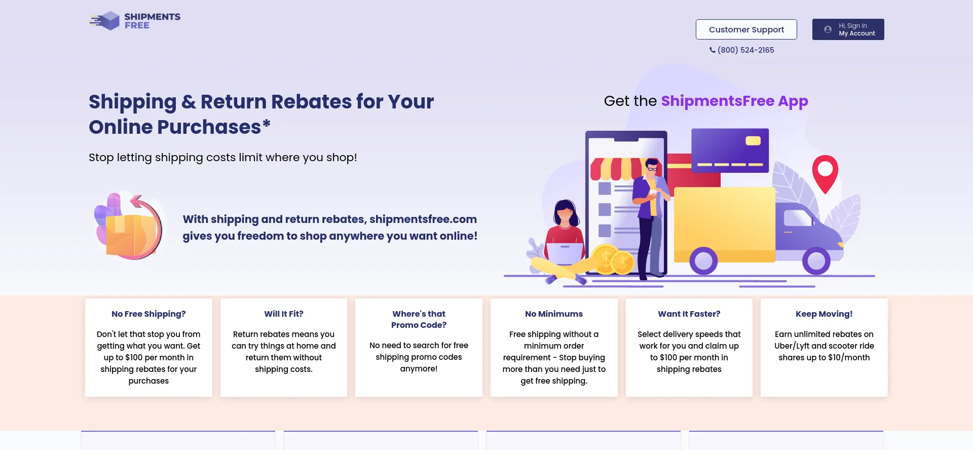 Website screenshot of Shipmentsfree.com
