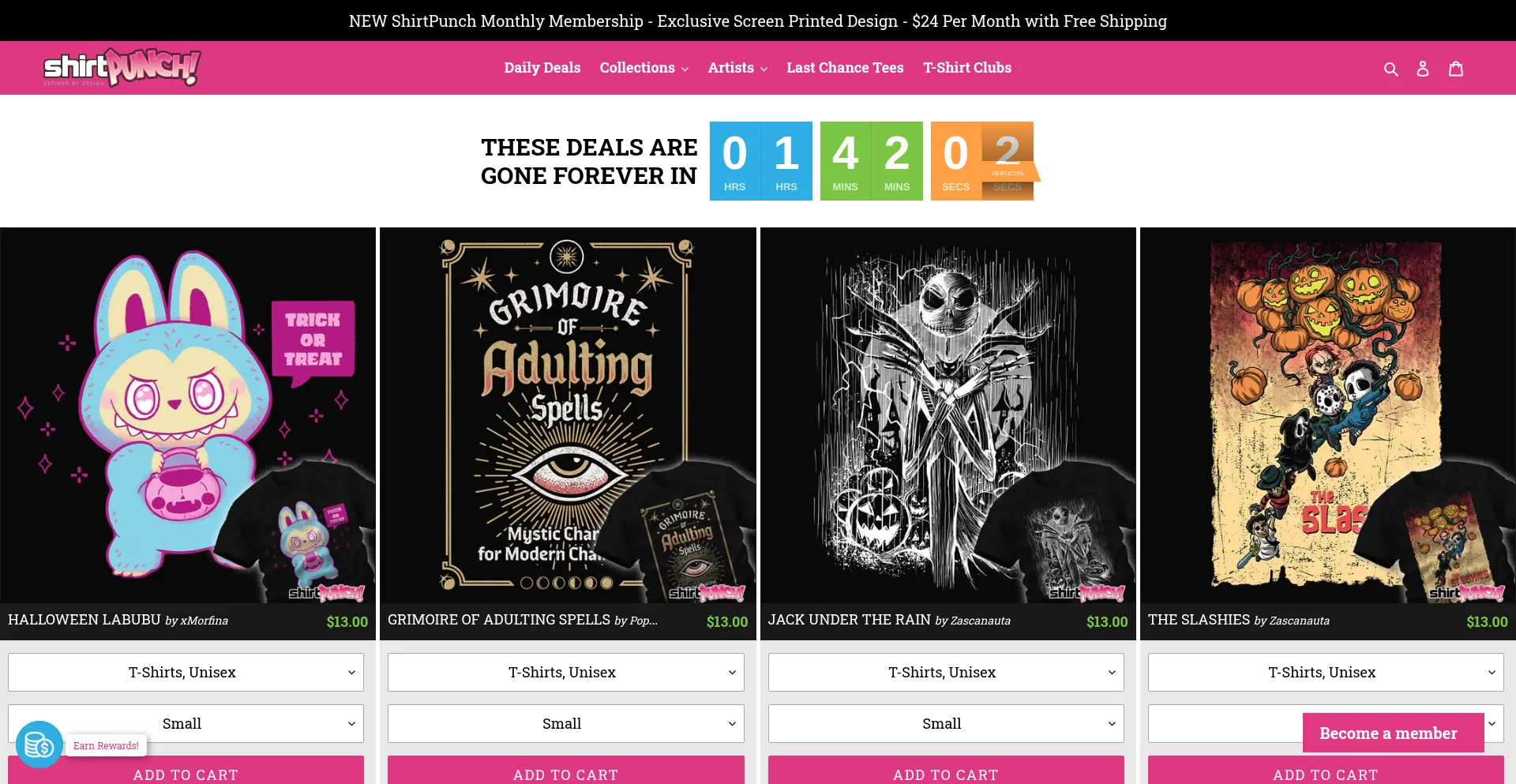 Website screenshot of Shirtpunch.com