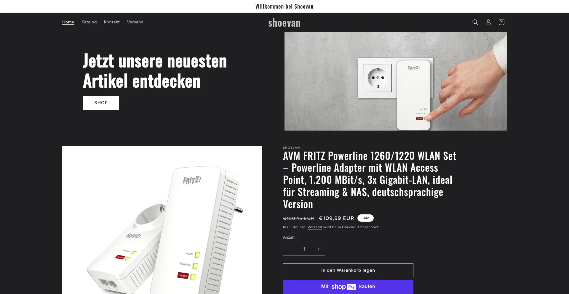 Website screenshot of Shoevan.myshopify.com